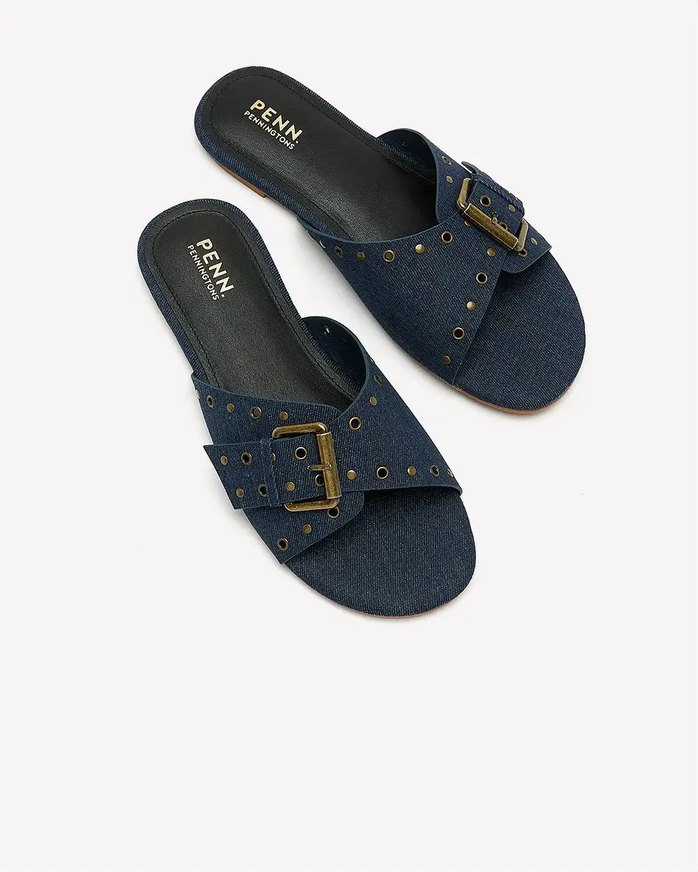 Extra Wide Width, Flat Sandal with Metal Buckle and Eyelets