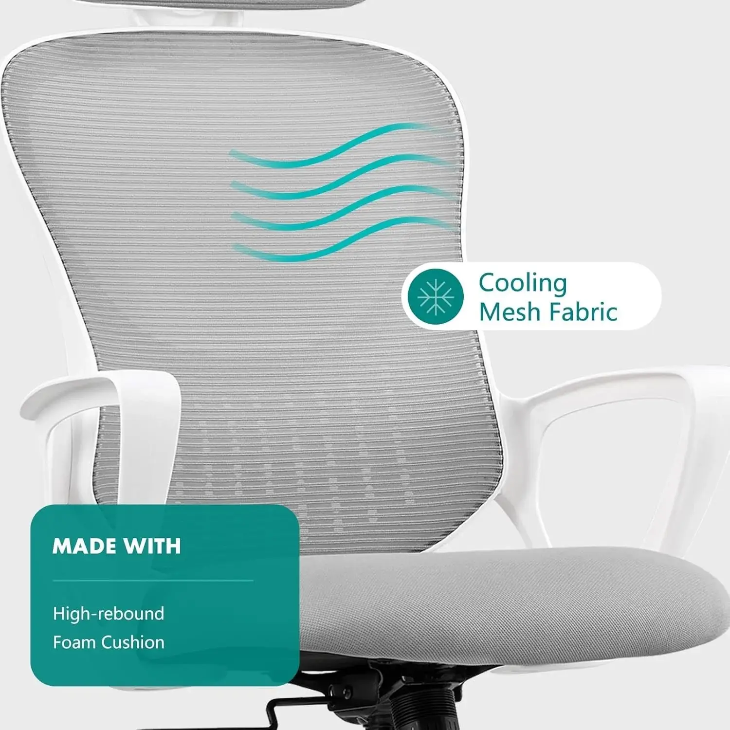 Ergonomic Office Chair, High Back Desk Chair with Headrest, Home Office Swivel Mesh Computer Chair, Executive Office Chair