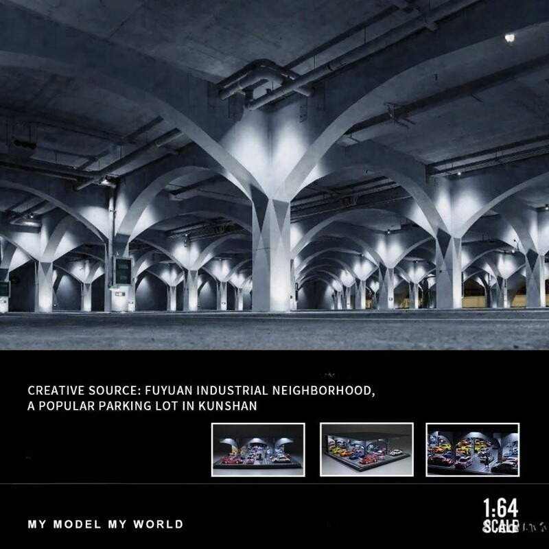 1:64 Scale Premium Parking Garage Diorama Display Case with LED Lighting – High-Transparency Dust-Proof Showcase for Diecast Cars