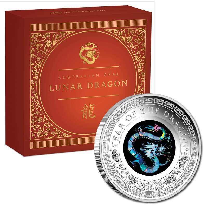 2024 Australia Opal Series Lunar Year of the Dragon 1oz Silver Proof $1 Coin