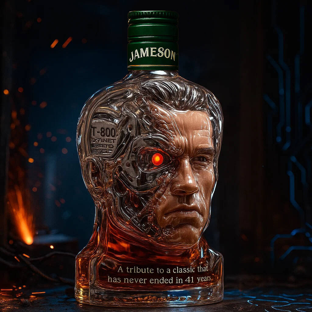 THe Terminator T-800 41 Anniversary Whisky Bottle