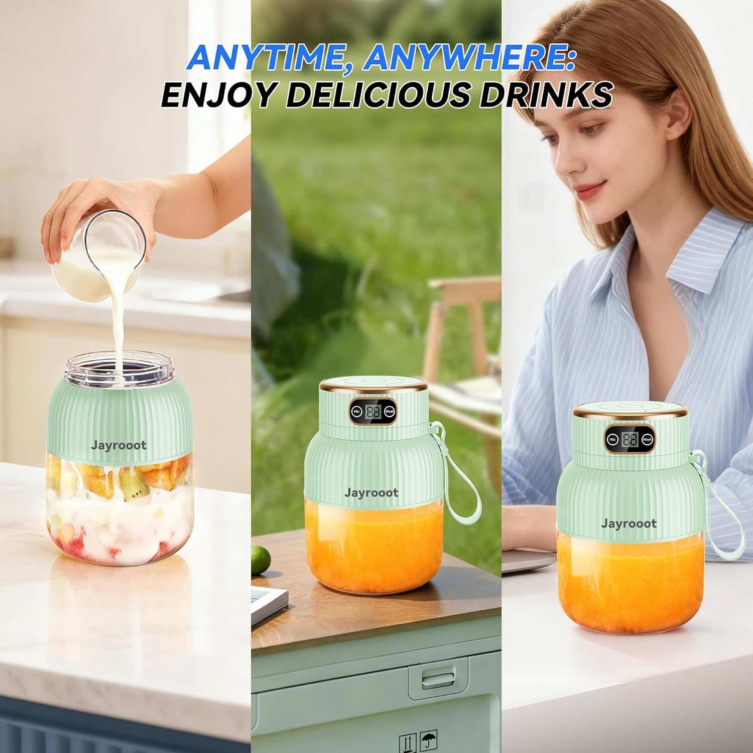 Personal Blender, Compact Cordless, BPA-Free, 20 oz (600ml), USB-C Rechargeable – Makes Juices, Milkshakes, Smoothies – Ideal for Travel, Gym, Office