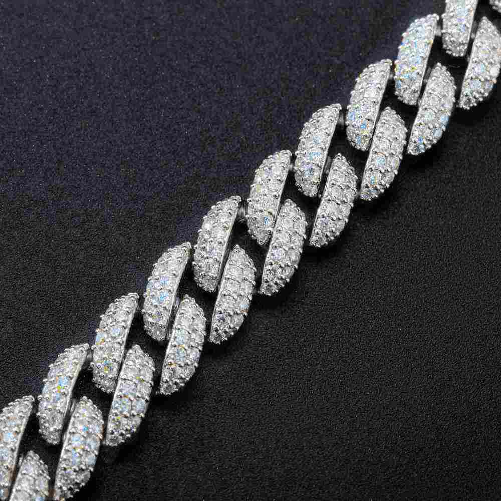 10mm S925 2 Row Moissanite Bubble Cuban Link Bracelet