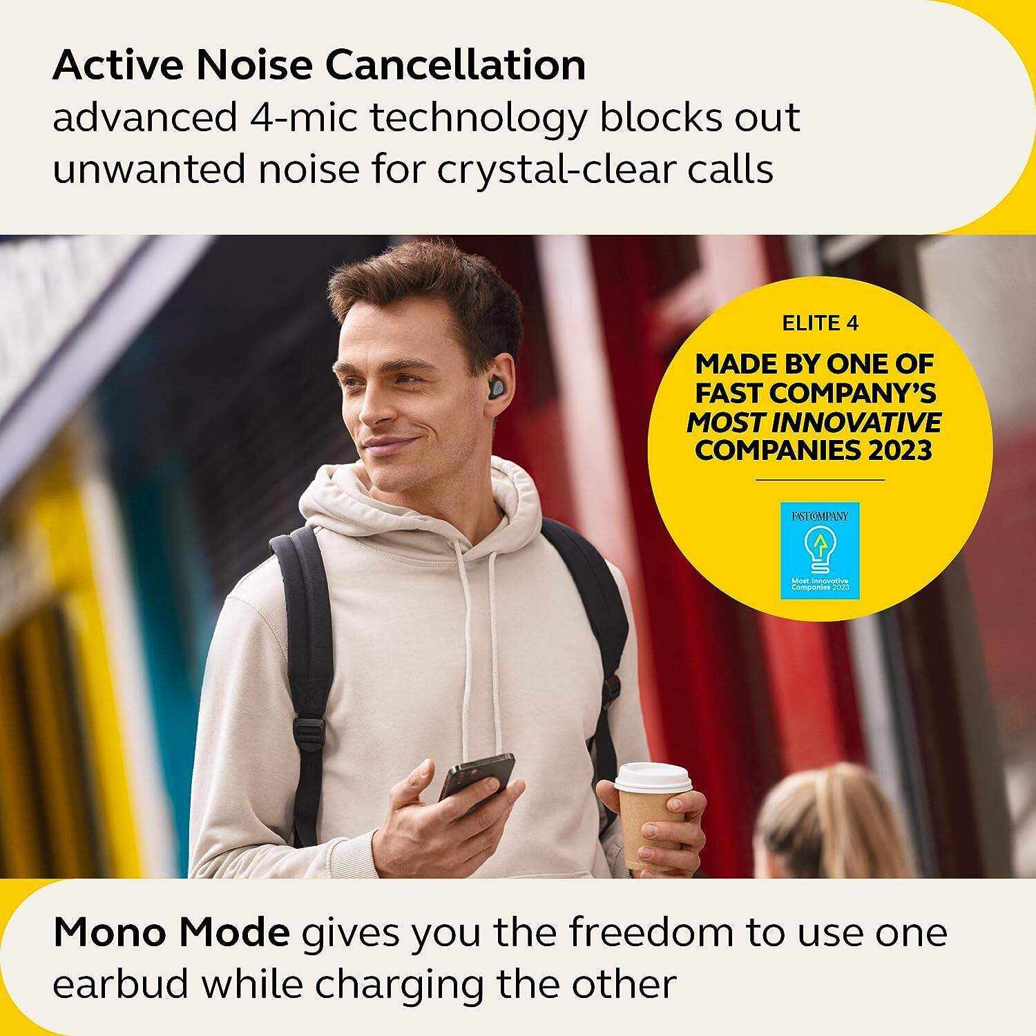 Jabra Elite 10 True Wireless Earbuds – Advanced Active Noise Cancelling Earbuds with Next-Level Dolby Atmos Surround Sound –All-Day Comfort, Multipoint Bluetooth, Wireless Charging – Cream