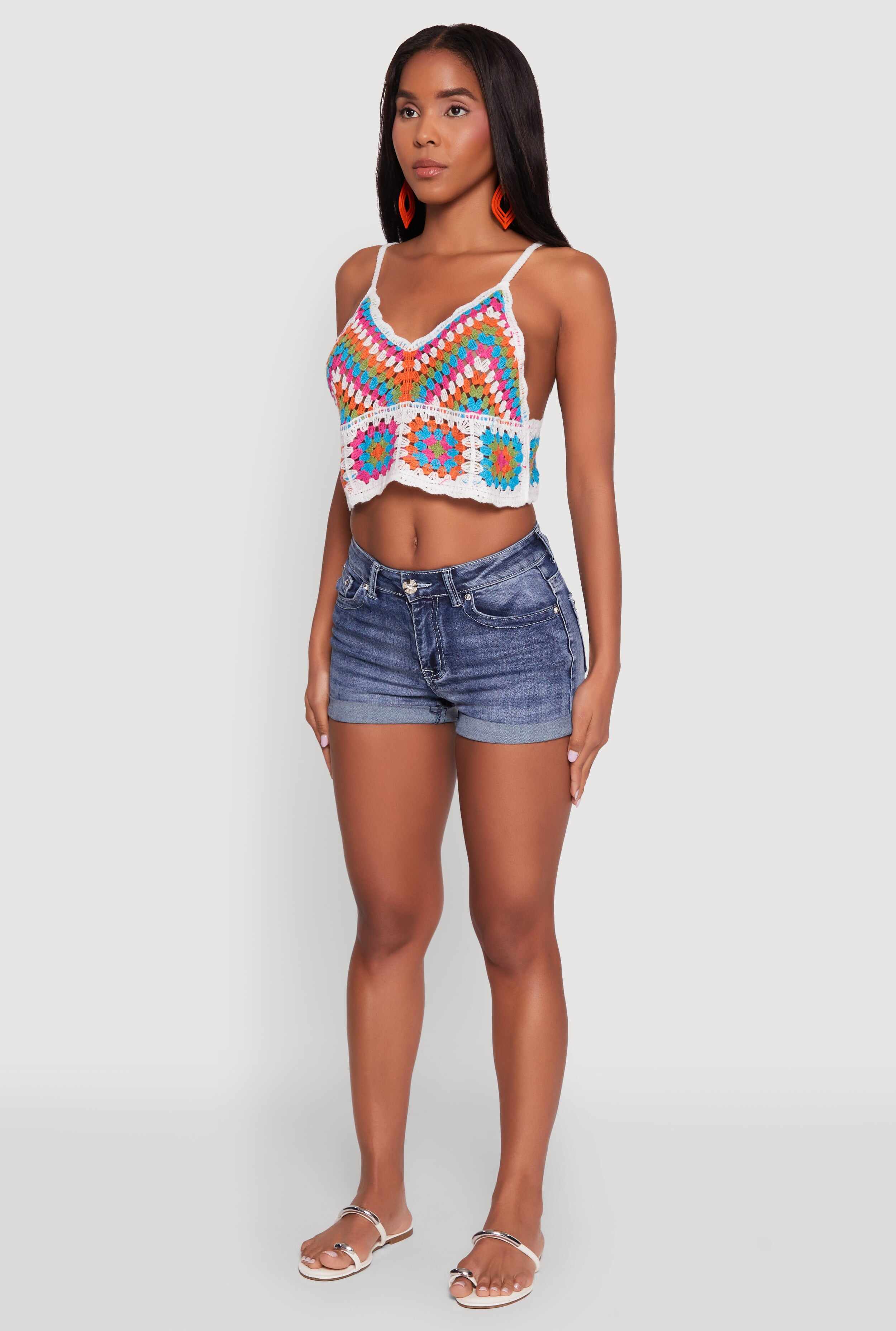 Boho Crochet Sleeveless V-Neck Crop Top