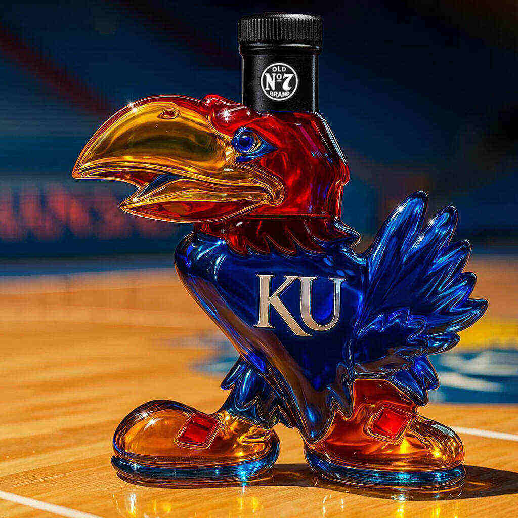 KU Jayhawk Whisky Bottle