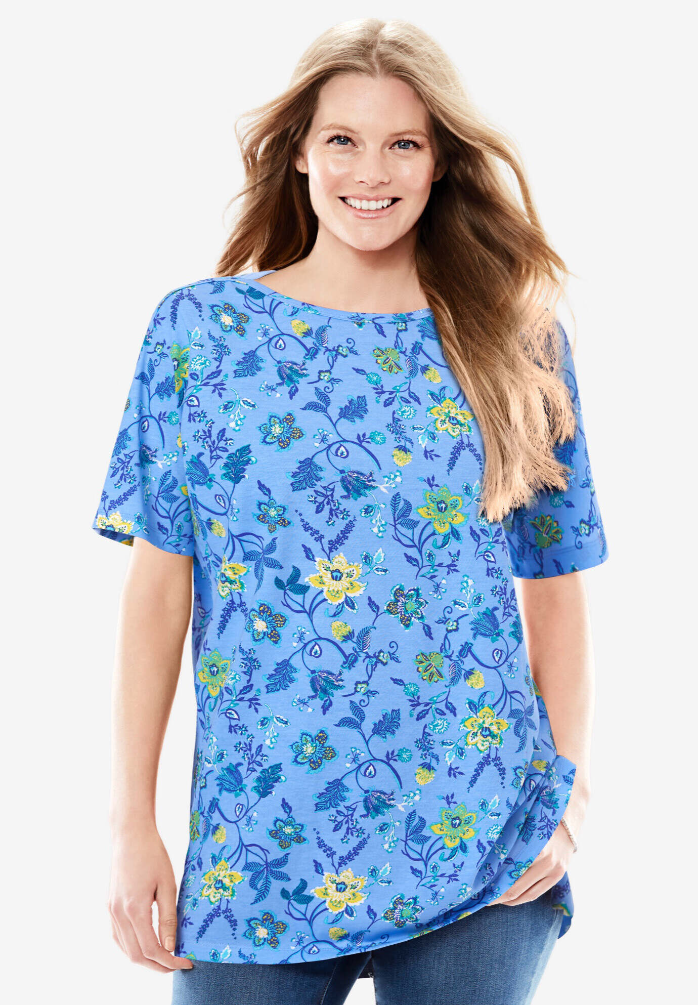 Perfect Printed Short-Sleeve Boatneck Tunic