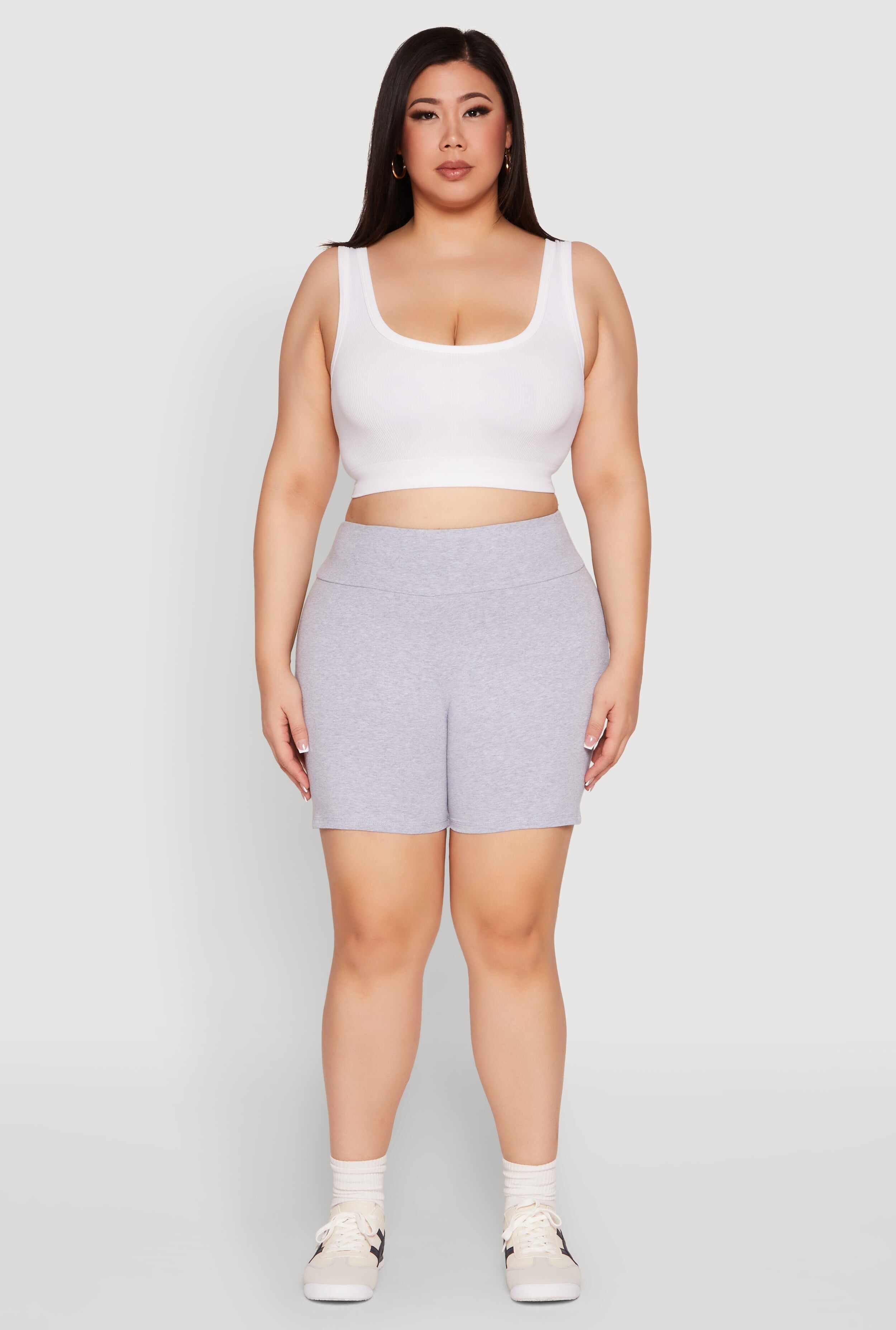 Plus Size Seamless High Waisted Biker Shorts