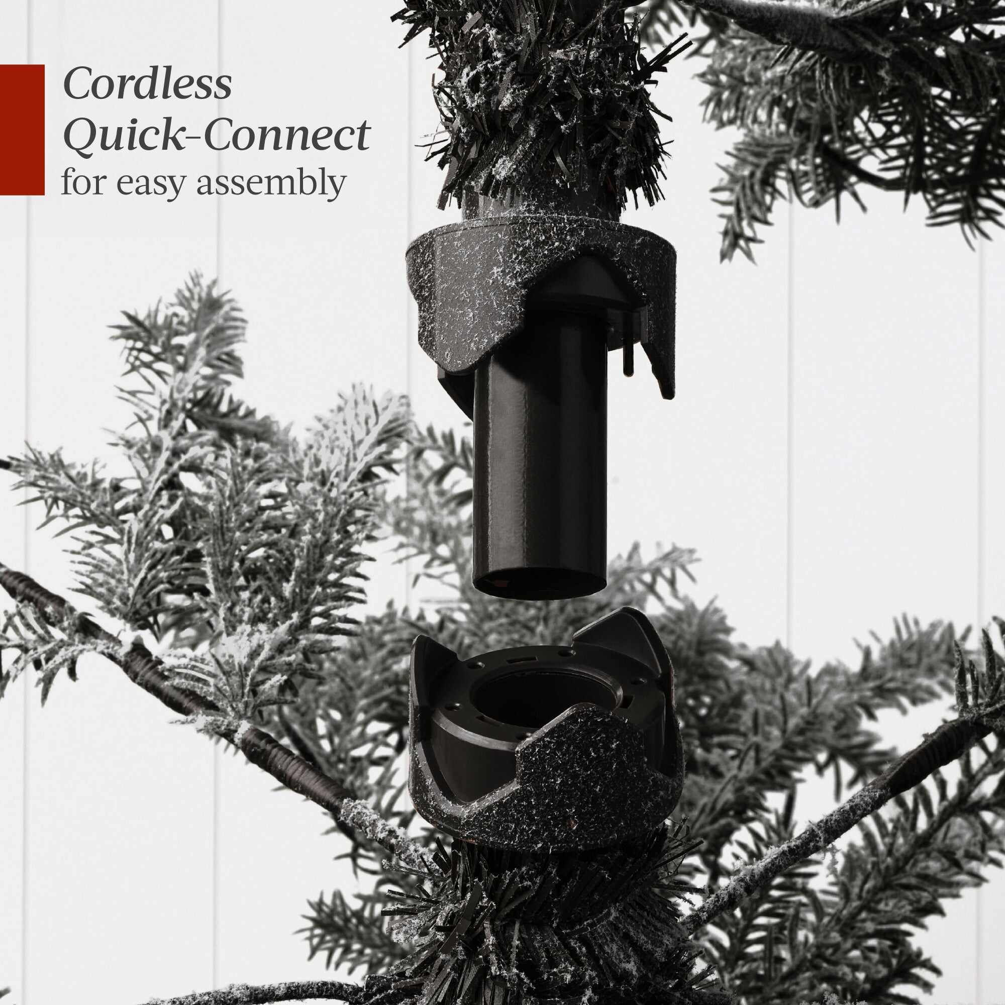 Black Pre-Lit Sparse Flocked Christmas Tree w/ 2-in-1 LEDs, Cordless Connection