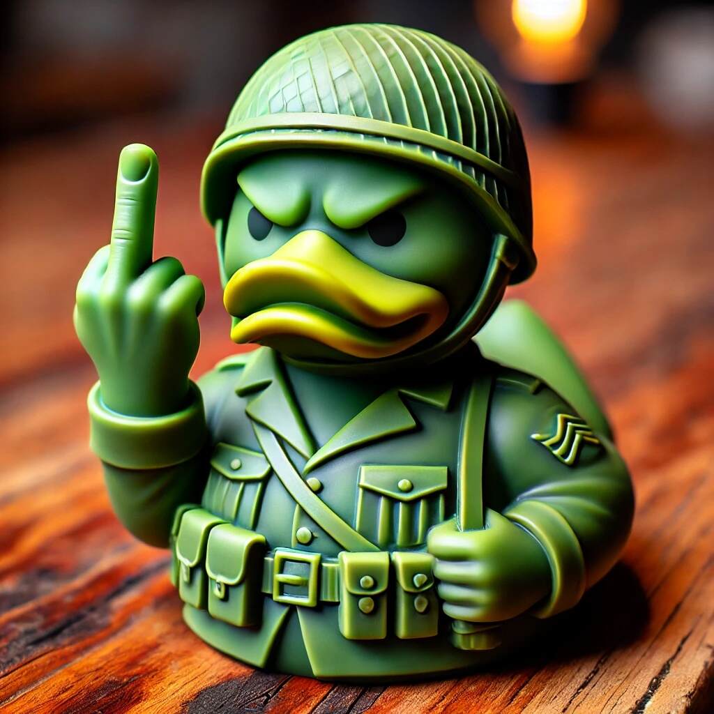 Funny Green Army Duck