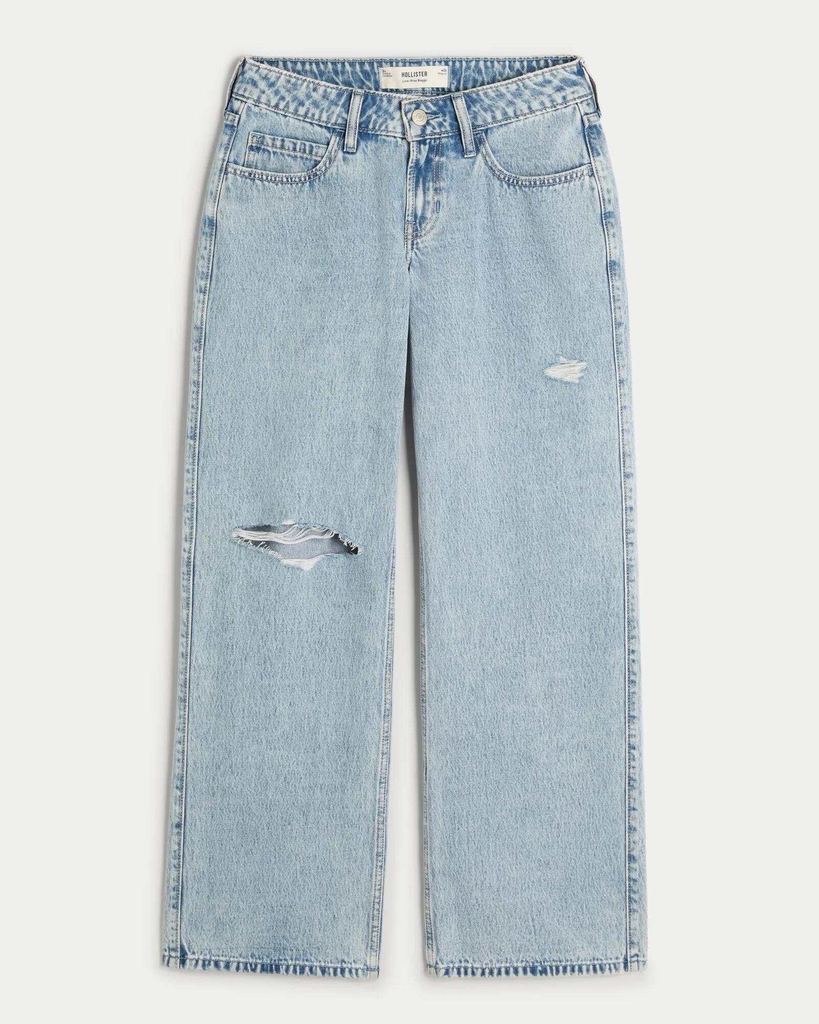 Low-Rise Dark Wash Baggy Jeans
