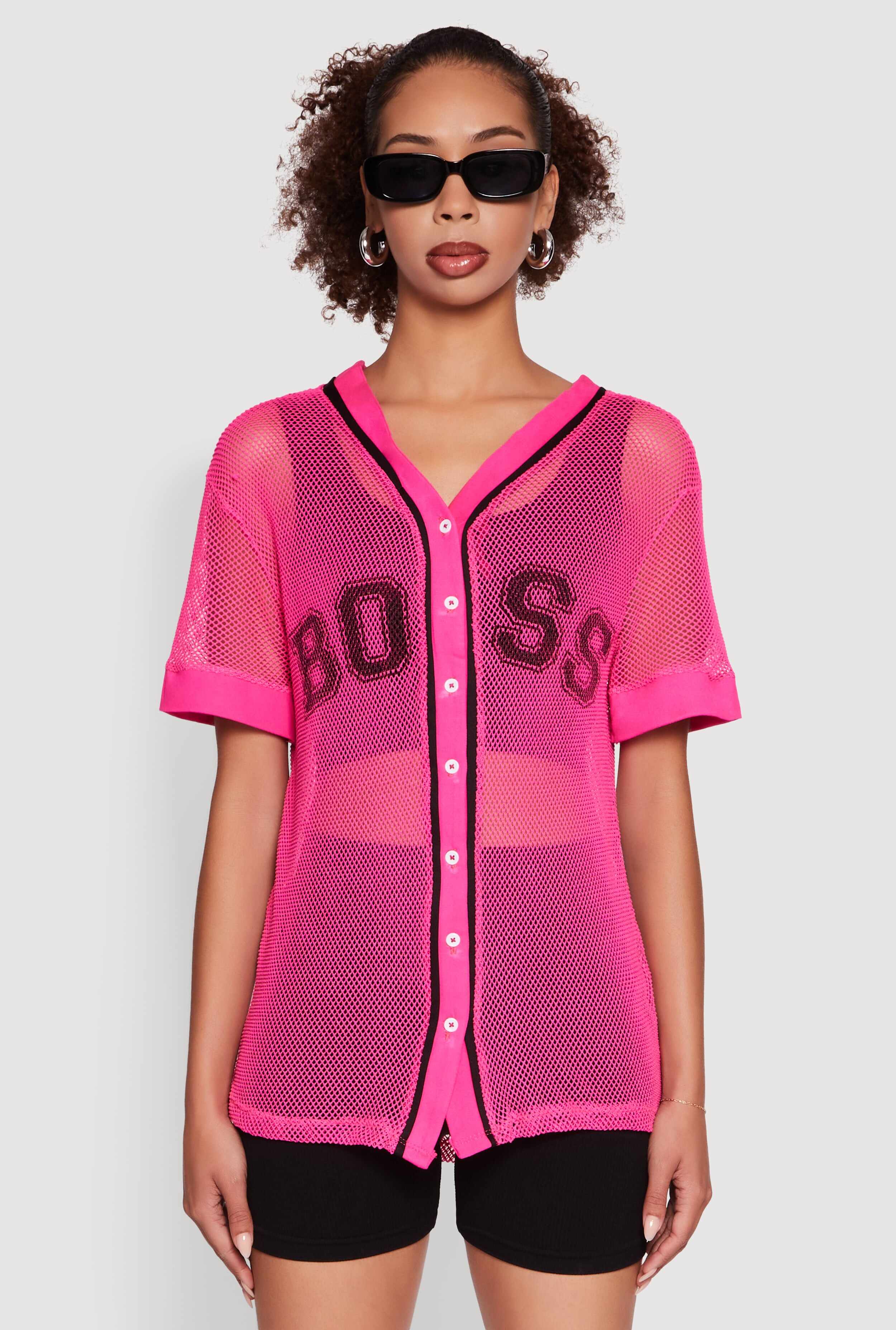 Fishnet Boss Graphic Baseball Shirt