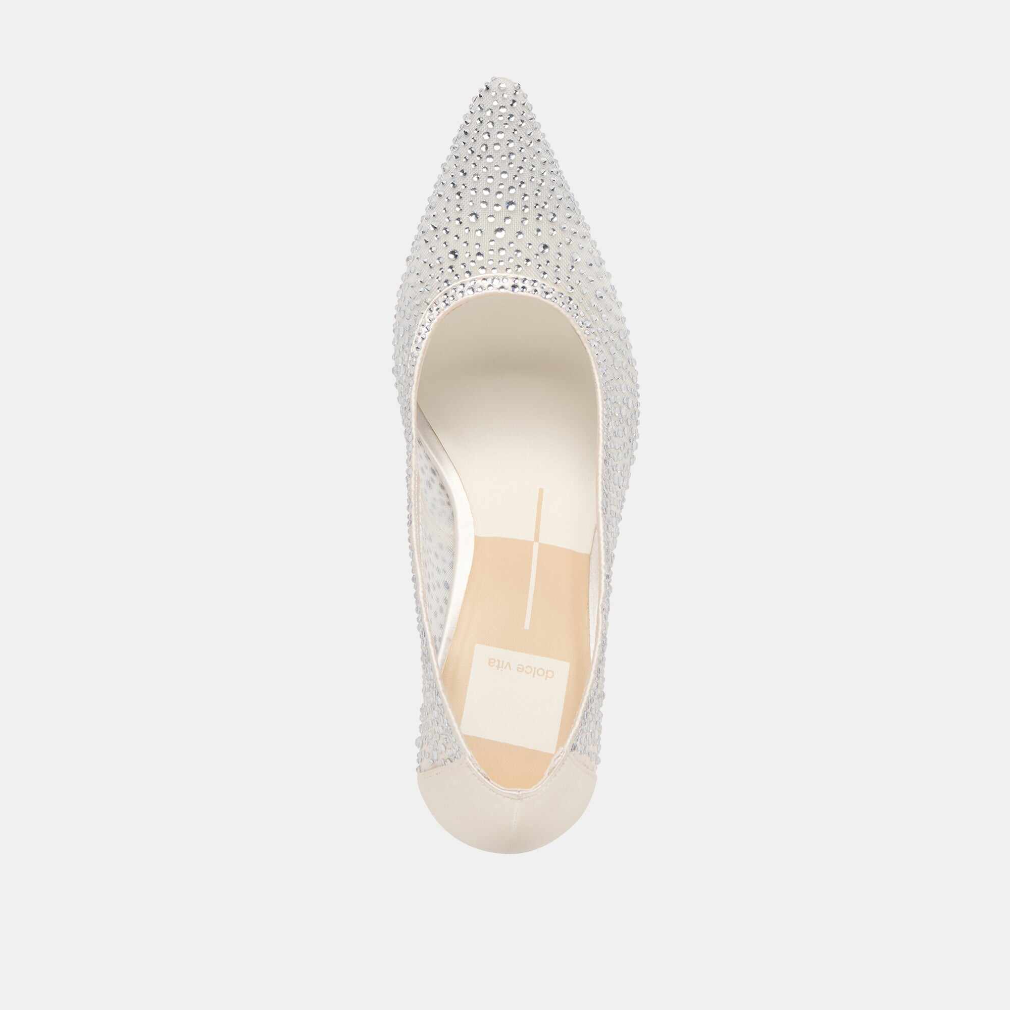 KASHE CRYSTAL HEELS WHITE MESH