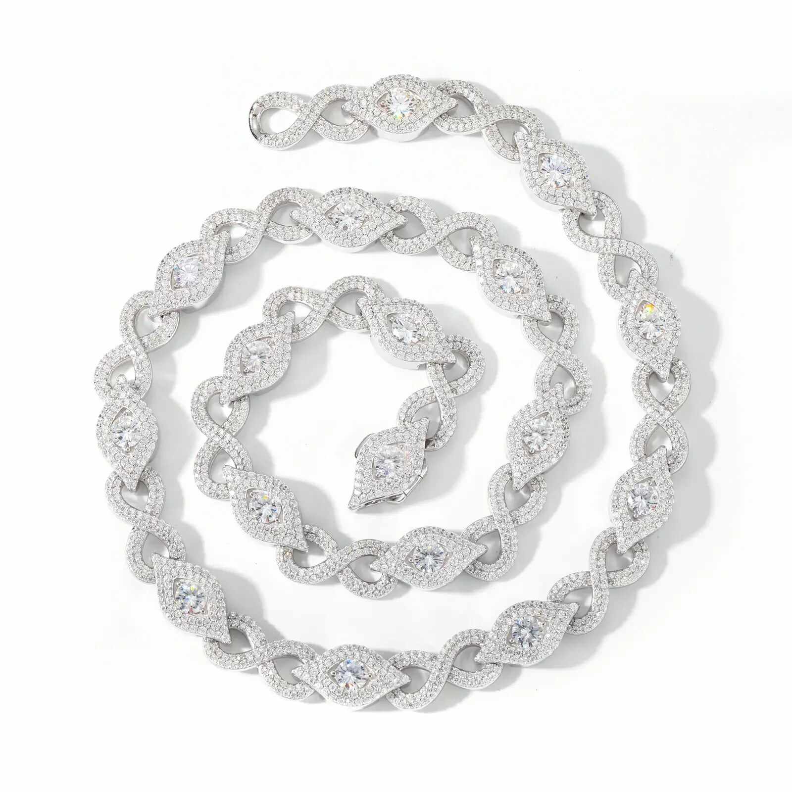 10mm S925 Moissanite Infinity Evil Eye Link Chain