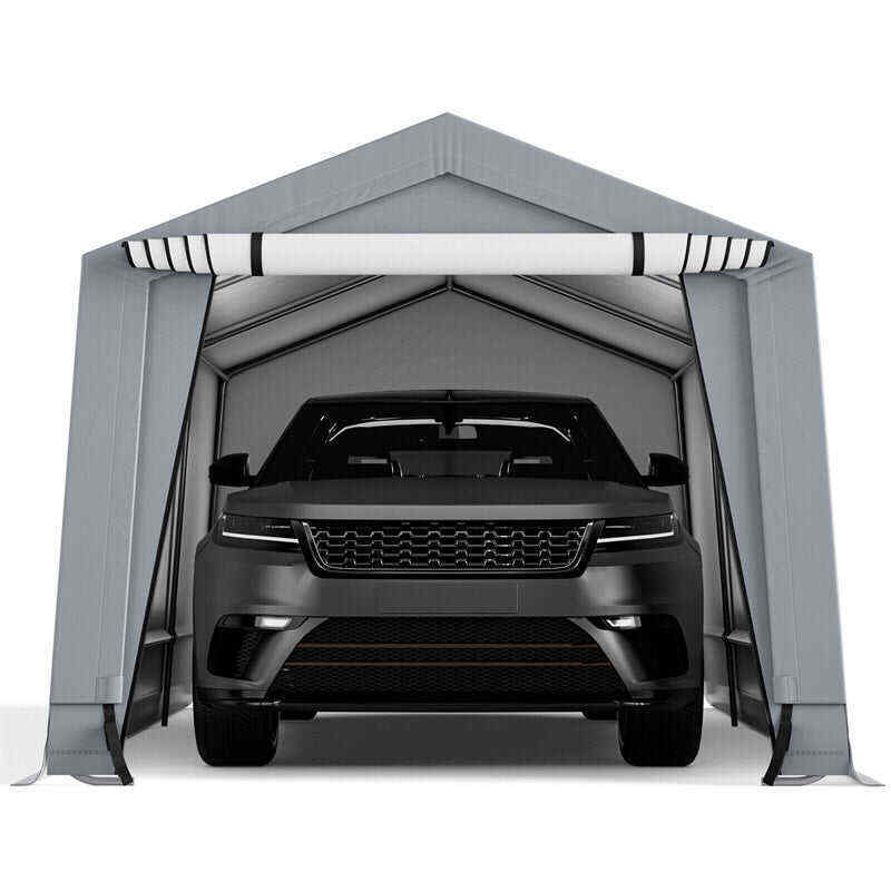 10' x 16' Heavy-Duty Outdoor Carport Car Canopy Shelter Portable Metal Garage with 2 Removable Doors