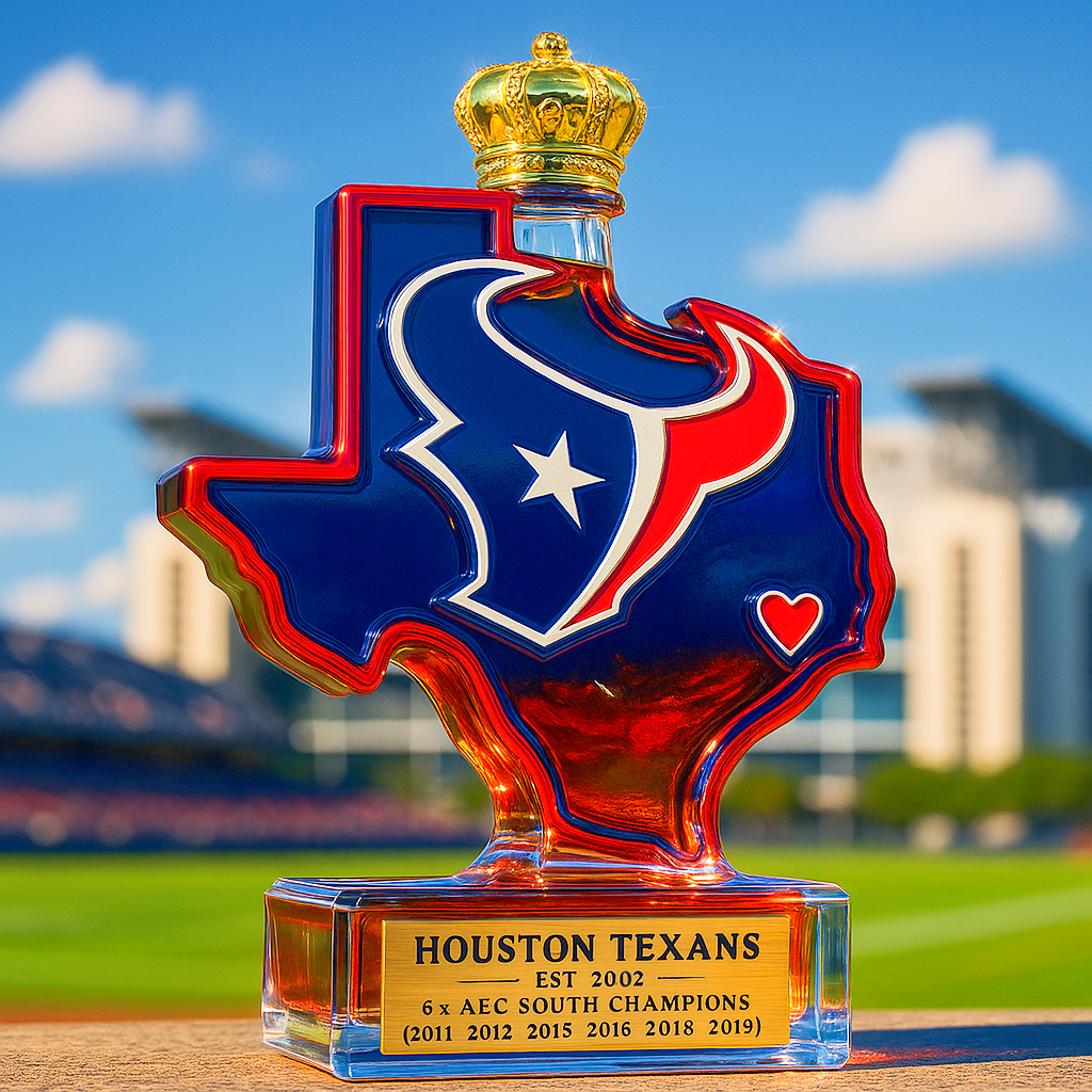 Houston Texans State Map Whiskey Bottle