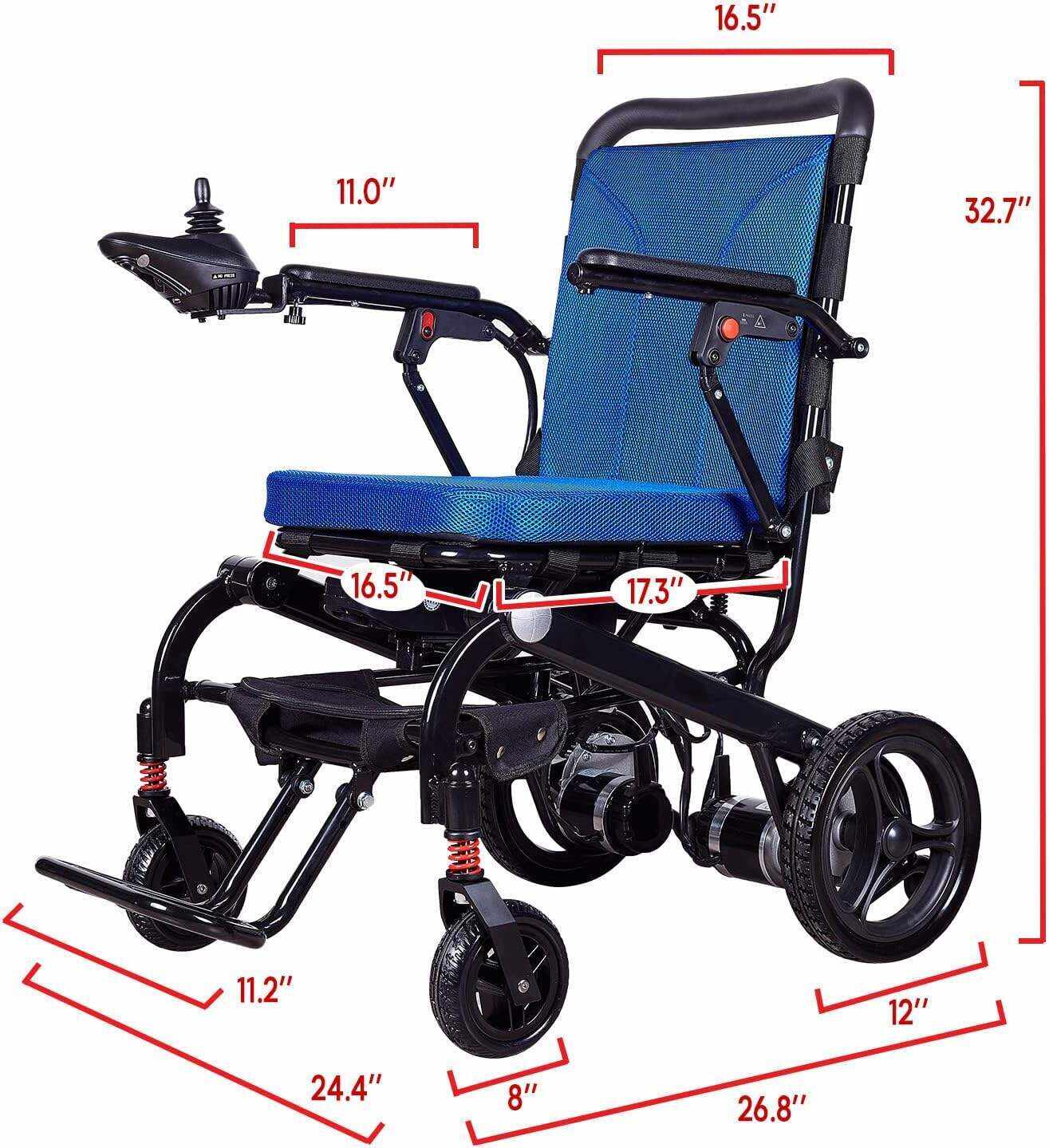 Rubicon DX06 Super Lightweight Electric Wheelchairs - Easy to Use - 12 mi Cruise Range - Detachable Battery 10AH - Liftable Armrest- Travel Size Foldable Power Wheelchair - Serviced from USA (Model1)