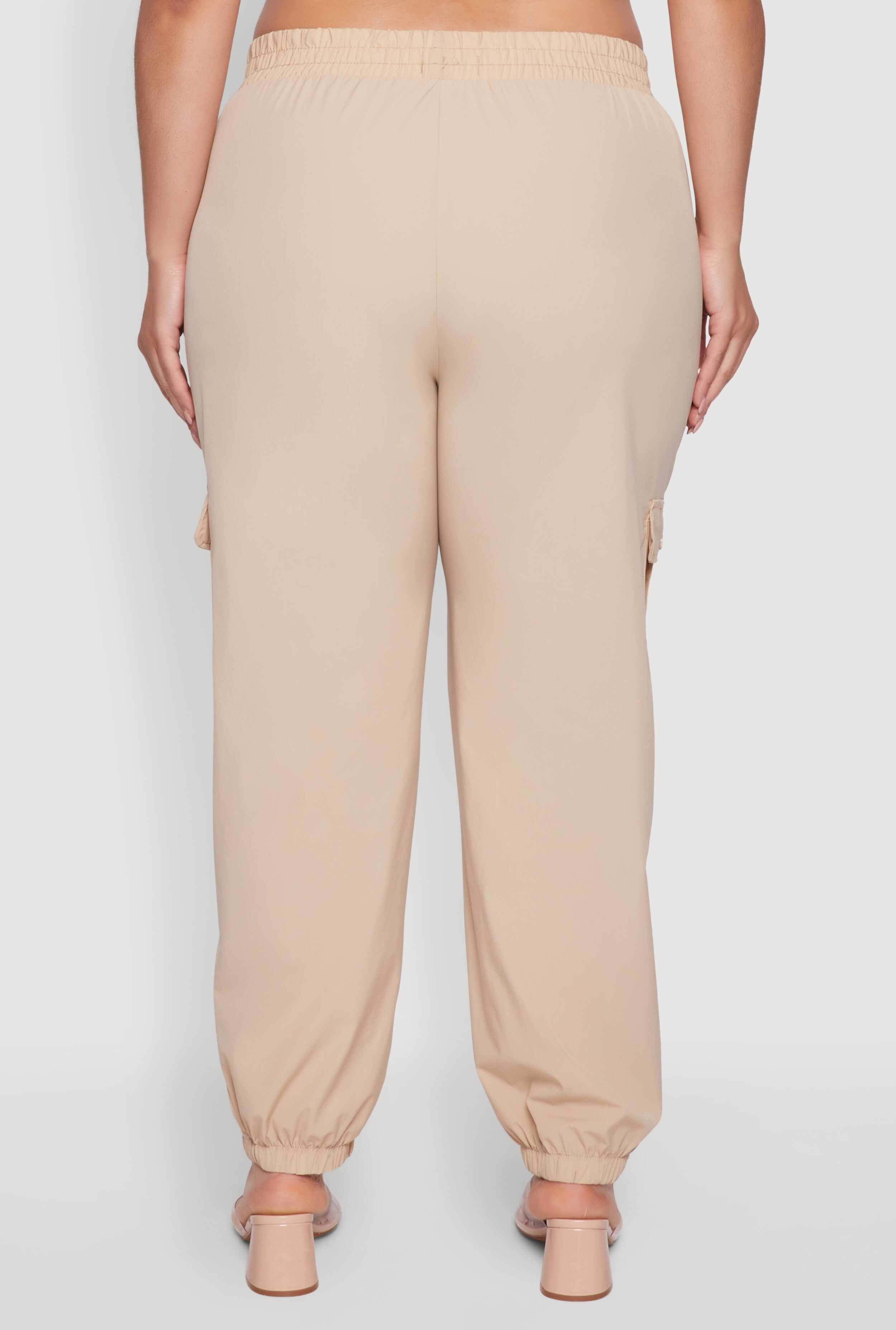 Plus Size Nylon Cargo Joggers
