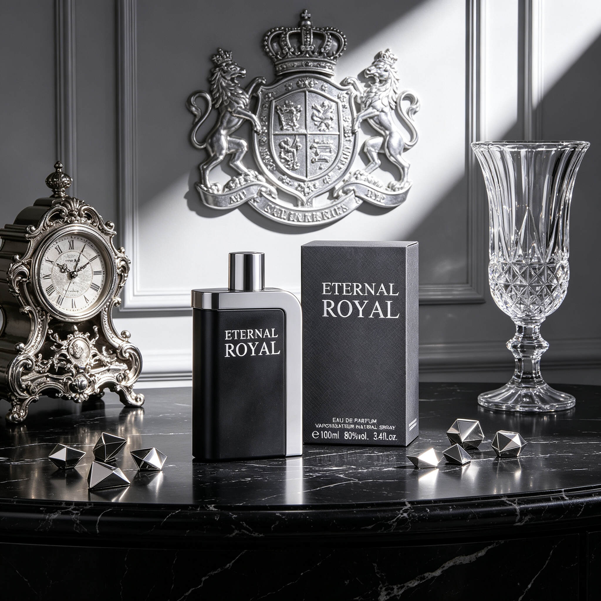Eternal Royal Men Eau de Parfum 100ml, Gold & Silver Cologne Bottle