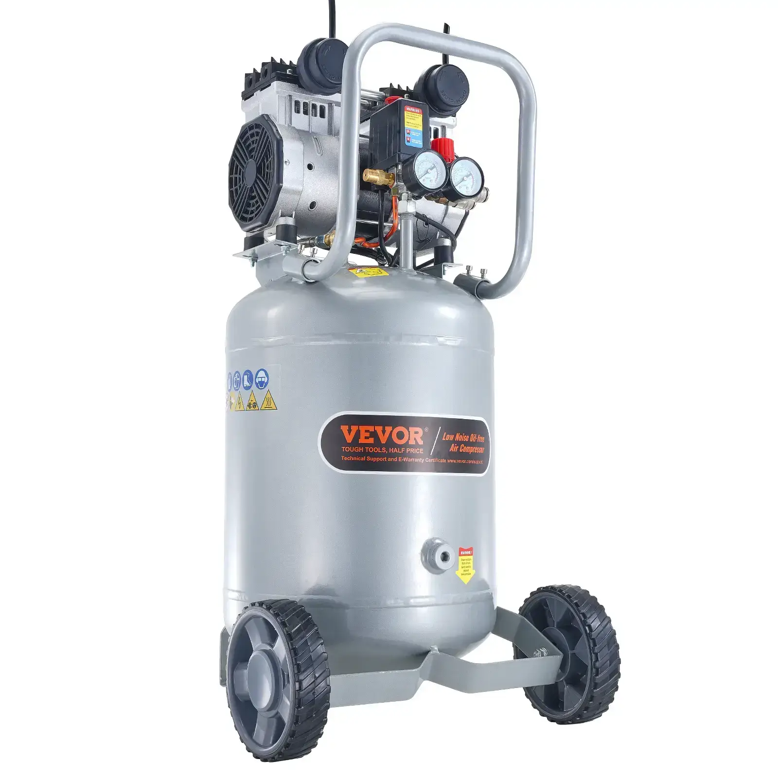 13 Gallon Air Compressor,, 2HP 4.6 SCFM@90PSI Oil Free Air Compressor Tank, 66dB Ultra-Quiet Compressor for Tire Inflation, Auto Repair, Woodwork Nailing, Spray Painting (125PSI Max Pressure)
