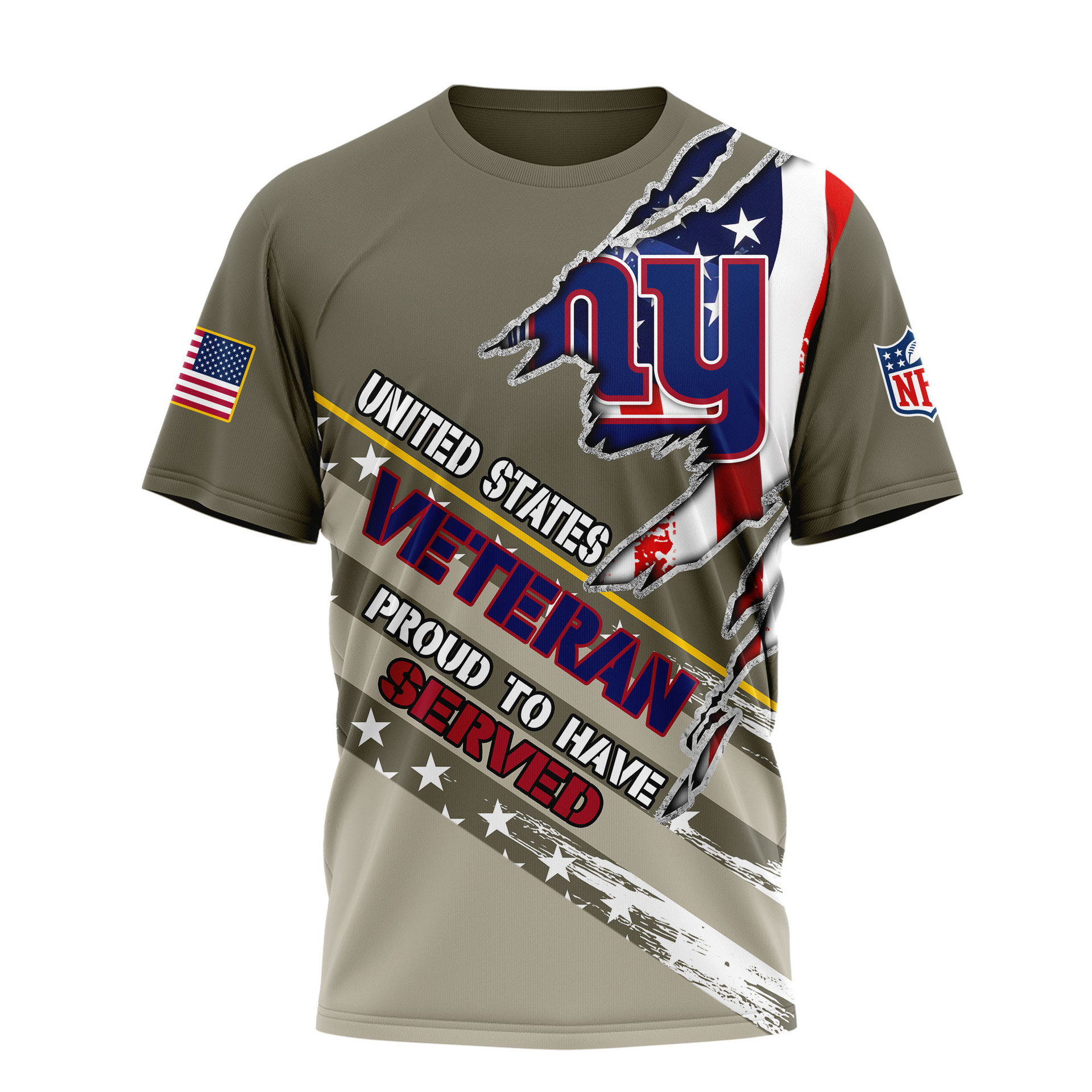 New York Giants | Premium NFL Proud U.S. Veteran 3D Shirt NY