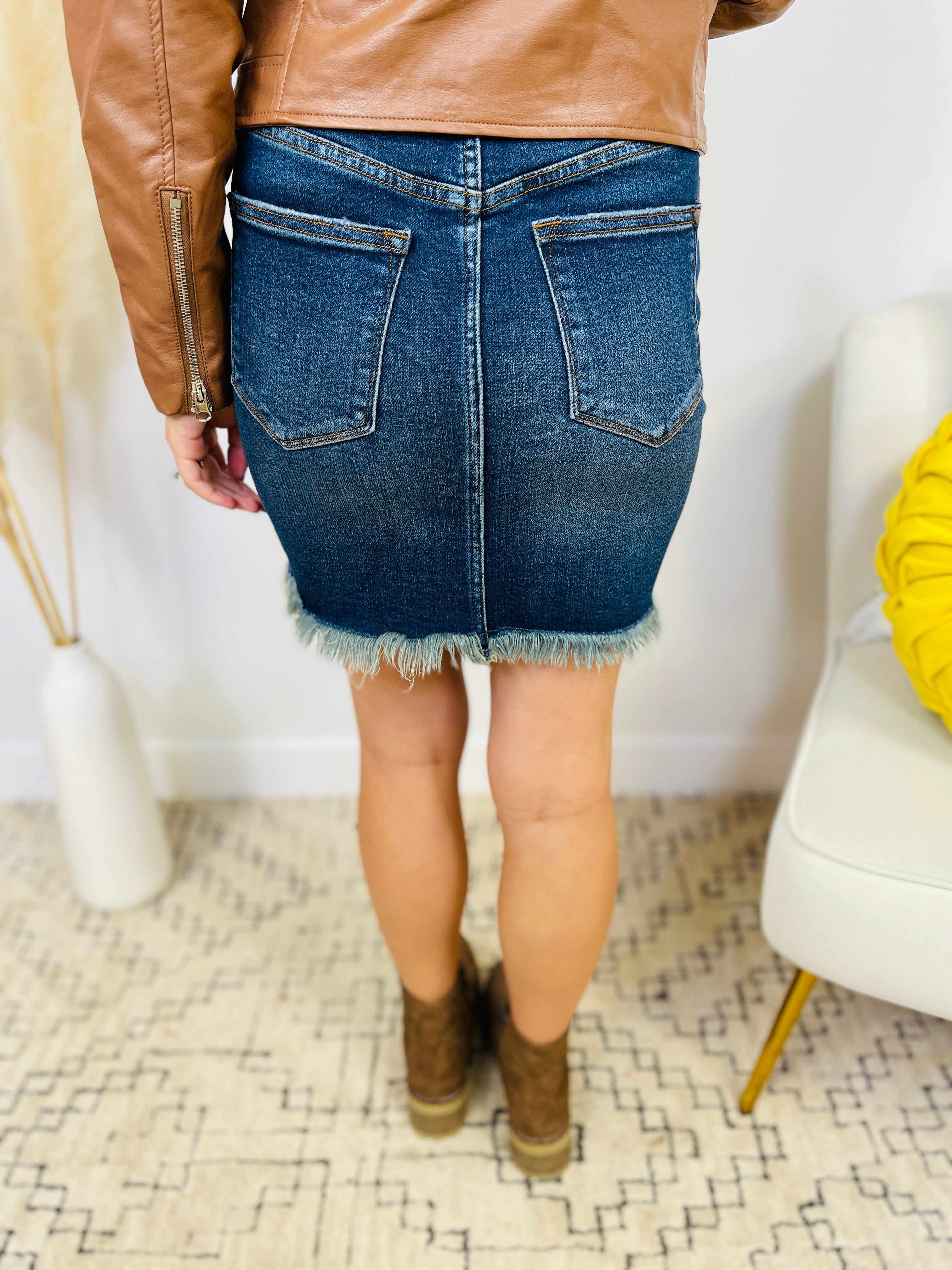 Plus/Reg Fray It Again Denim Skirt