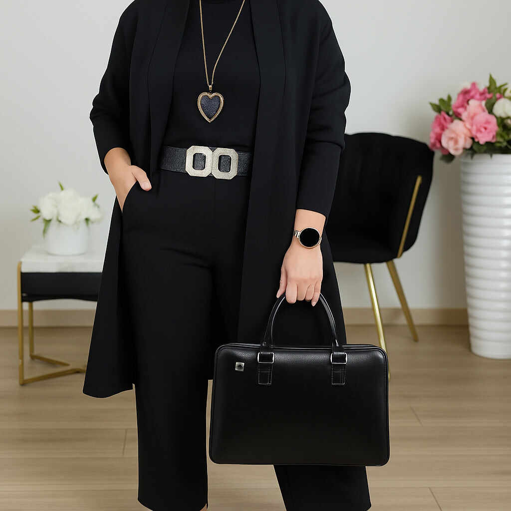 🔥 Last Day For Clearance !⏰Elegant 3-piece set including long cardigan, top and pants💞