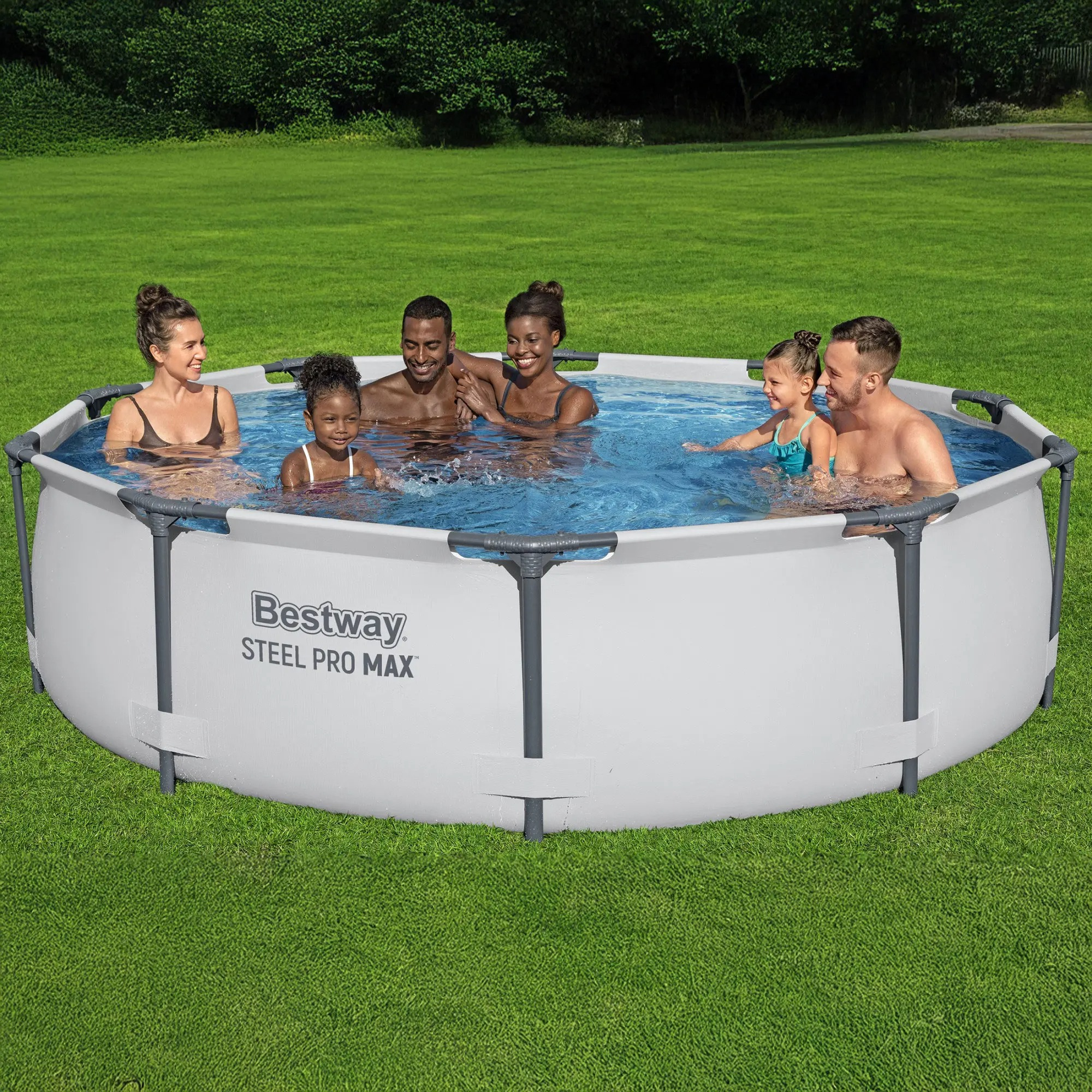 Steel Pro MAX Round Above Ground Outdoor Swimming Pool with Pump 30-42 Inch Deep