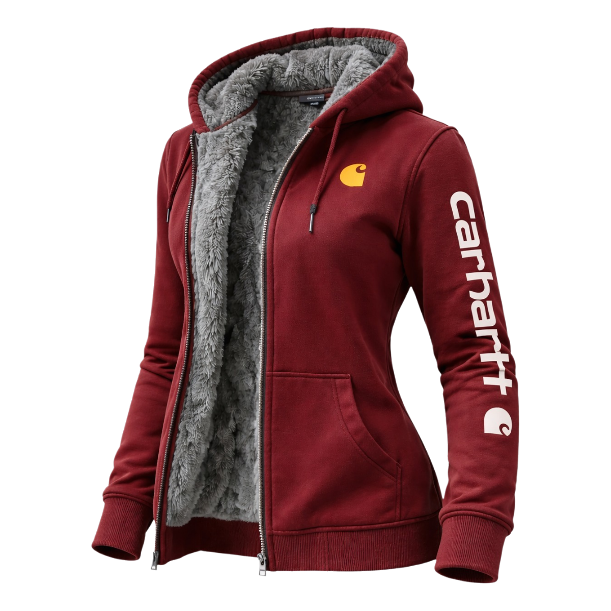 Women's Vintage Fleece Pocket Full Zip Long Sleeve Hoodie Jacket-Black