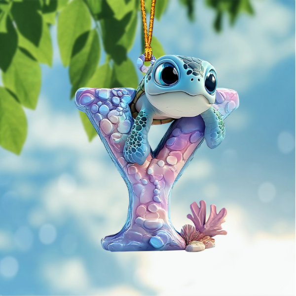 Cute Turtle Letter Shaped Ornament