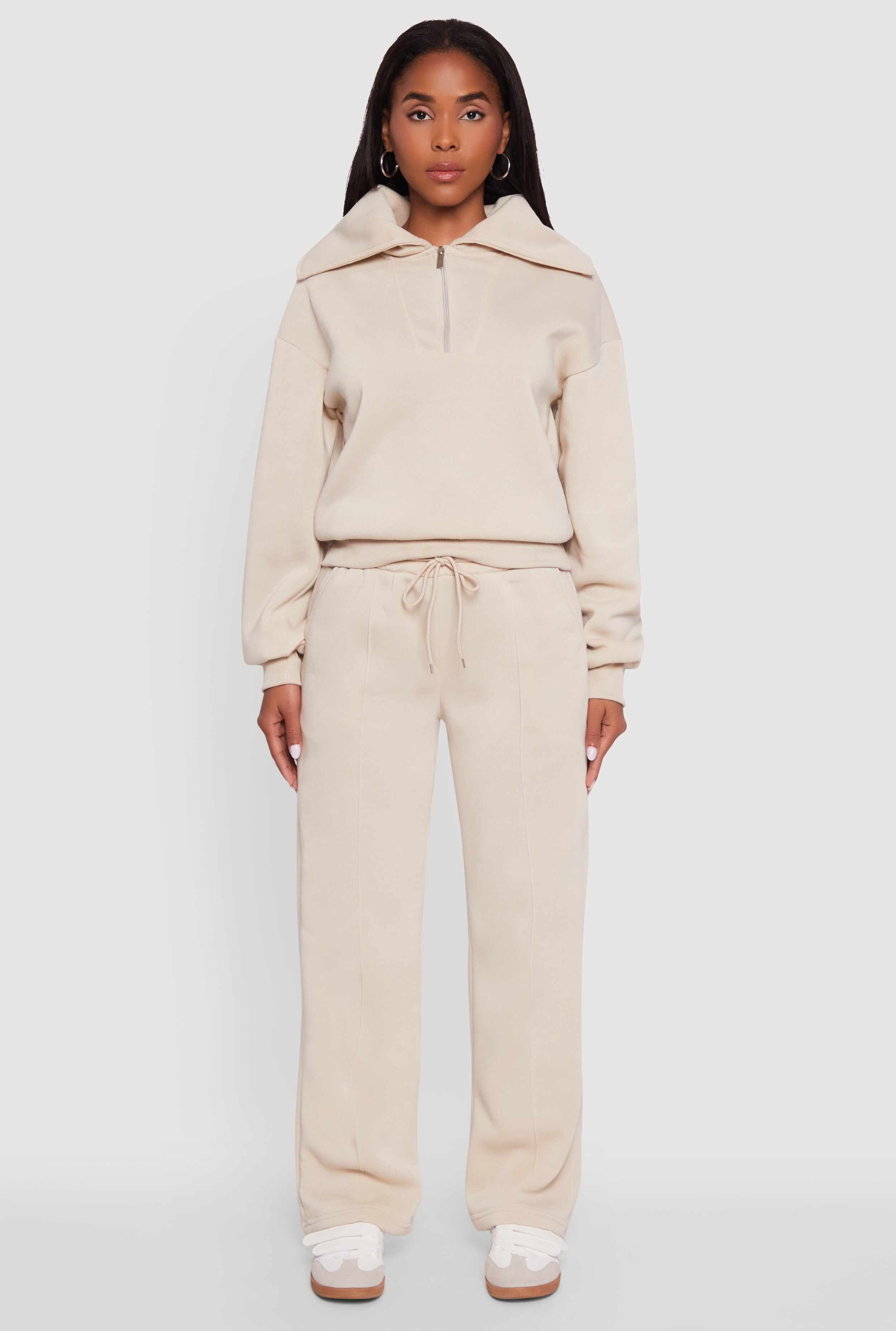 Wide Leg Fleece Sweatpants with Pockets