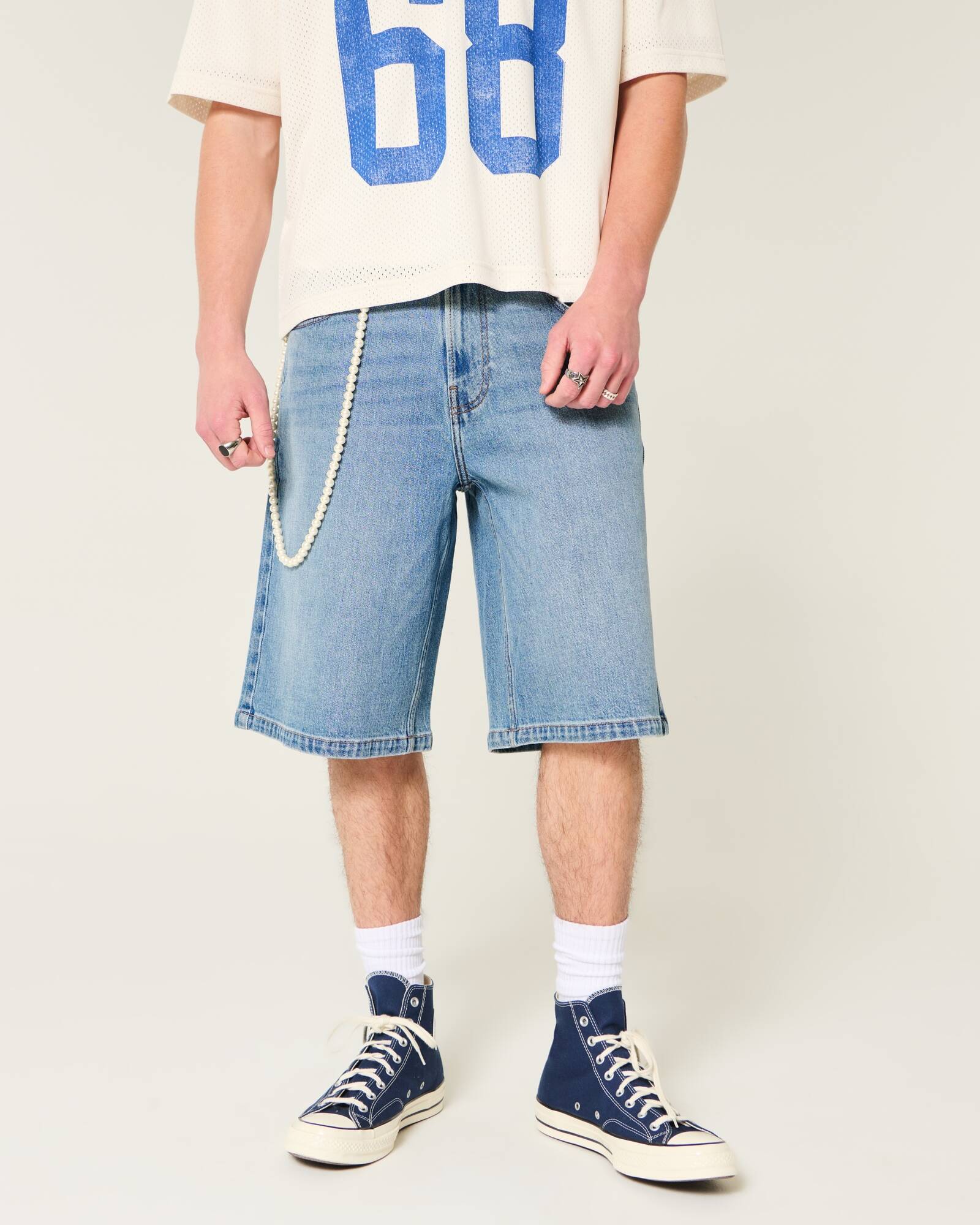 Washed Black Cat Graphic Super Baggy Denim Shorts