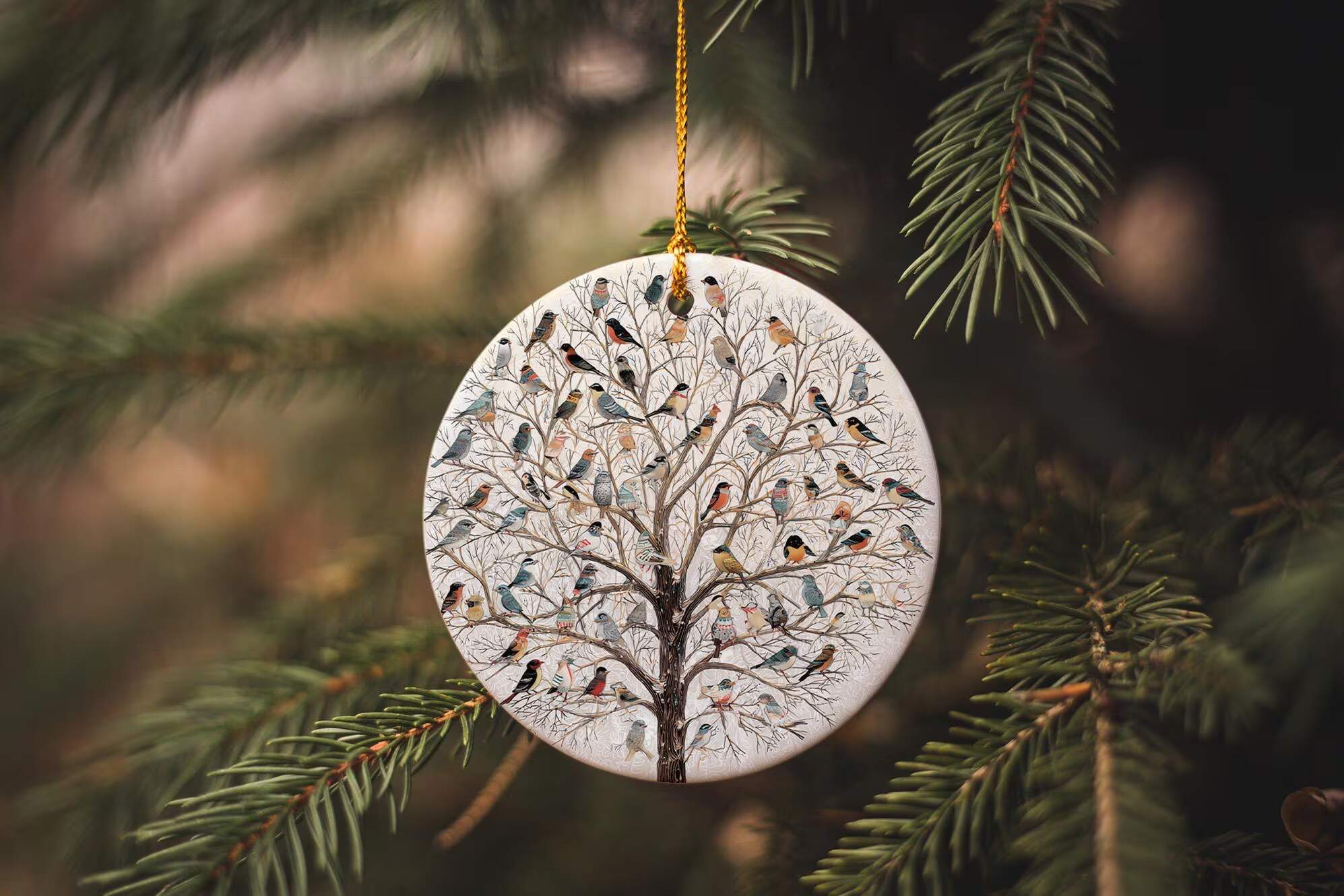 Handcrafted Ceramic Bird Ornament: Winter Holiday Decor