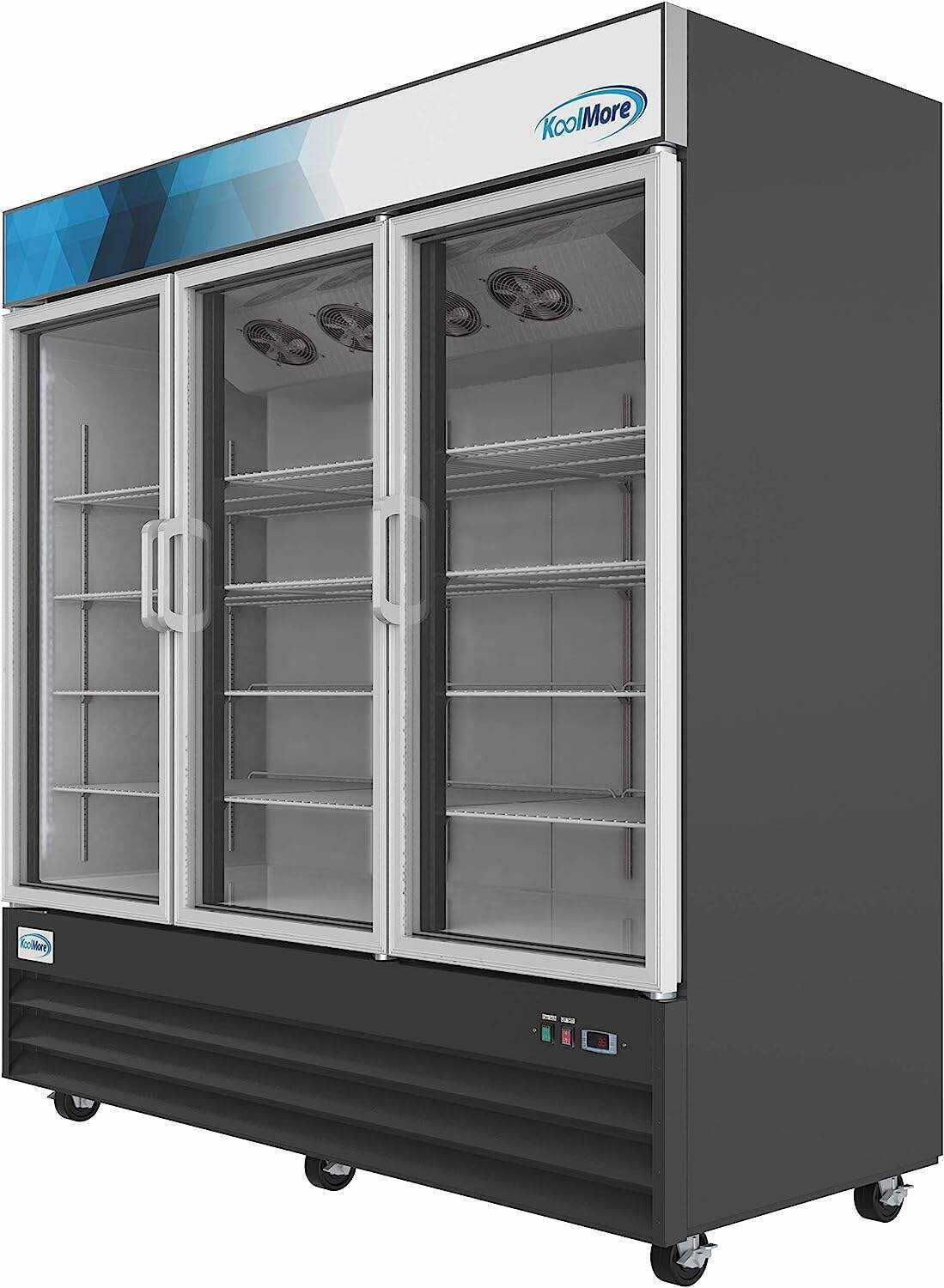 KoolMore Commercial One Glass Door Display Upright Beverage Refrigerator Cooler Merchandiser - 12 Cu. Ft [Black] (MDR-1GD-12C)