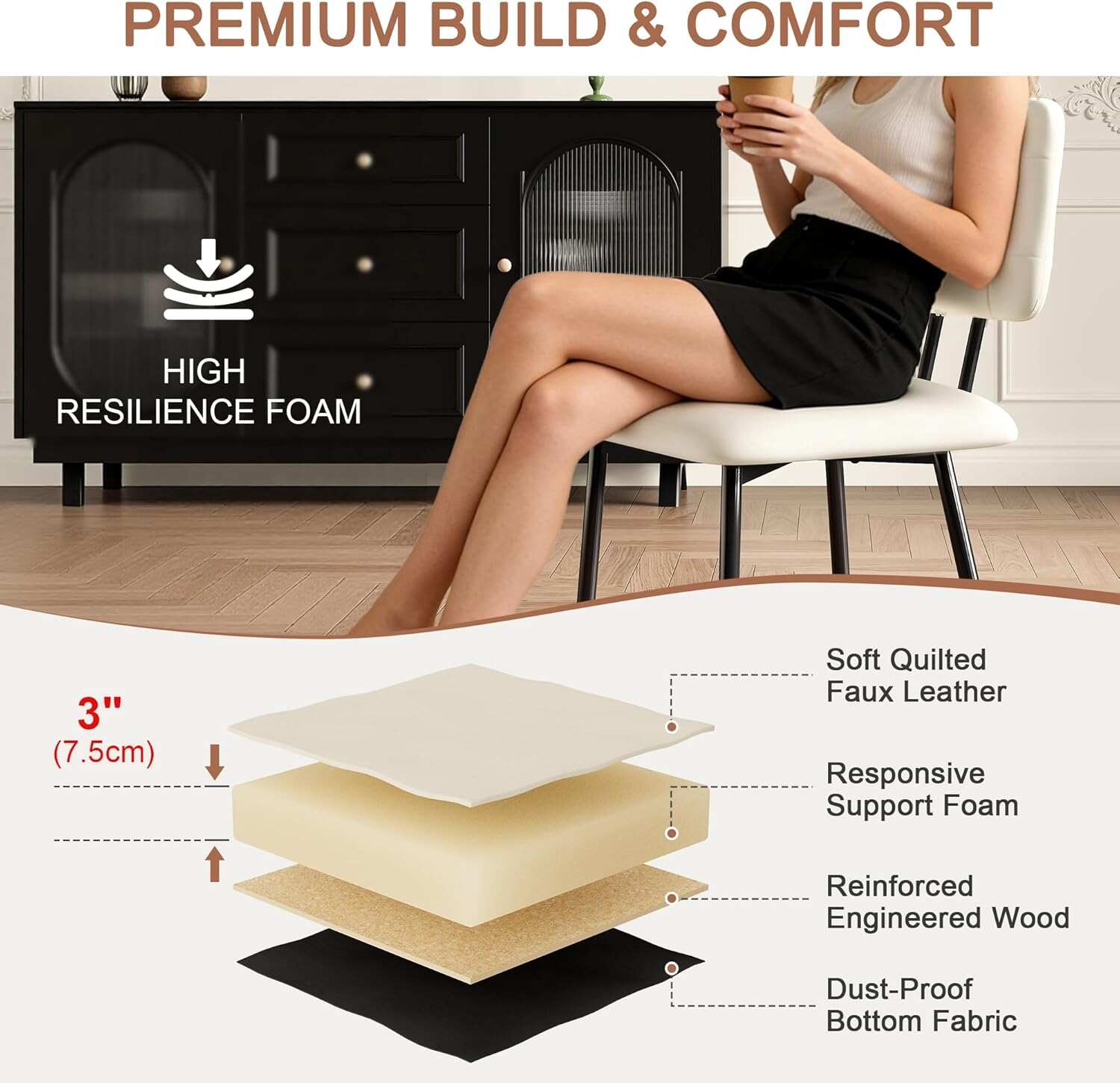 VECELO Dining Chairs Set of 2