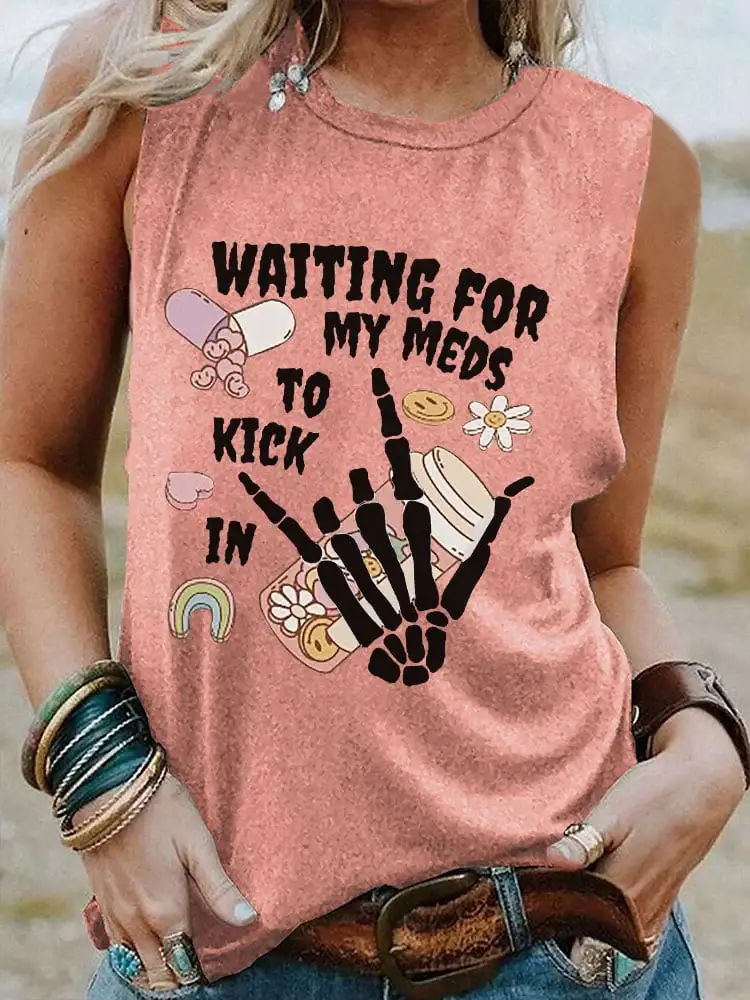 Women's Mental Health Awareness Rock Print Cotton Tank Top
