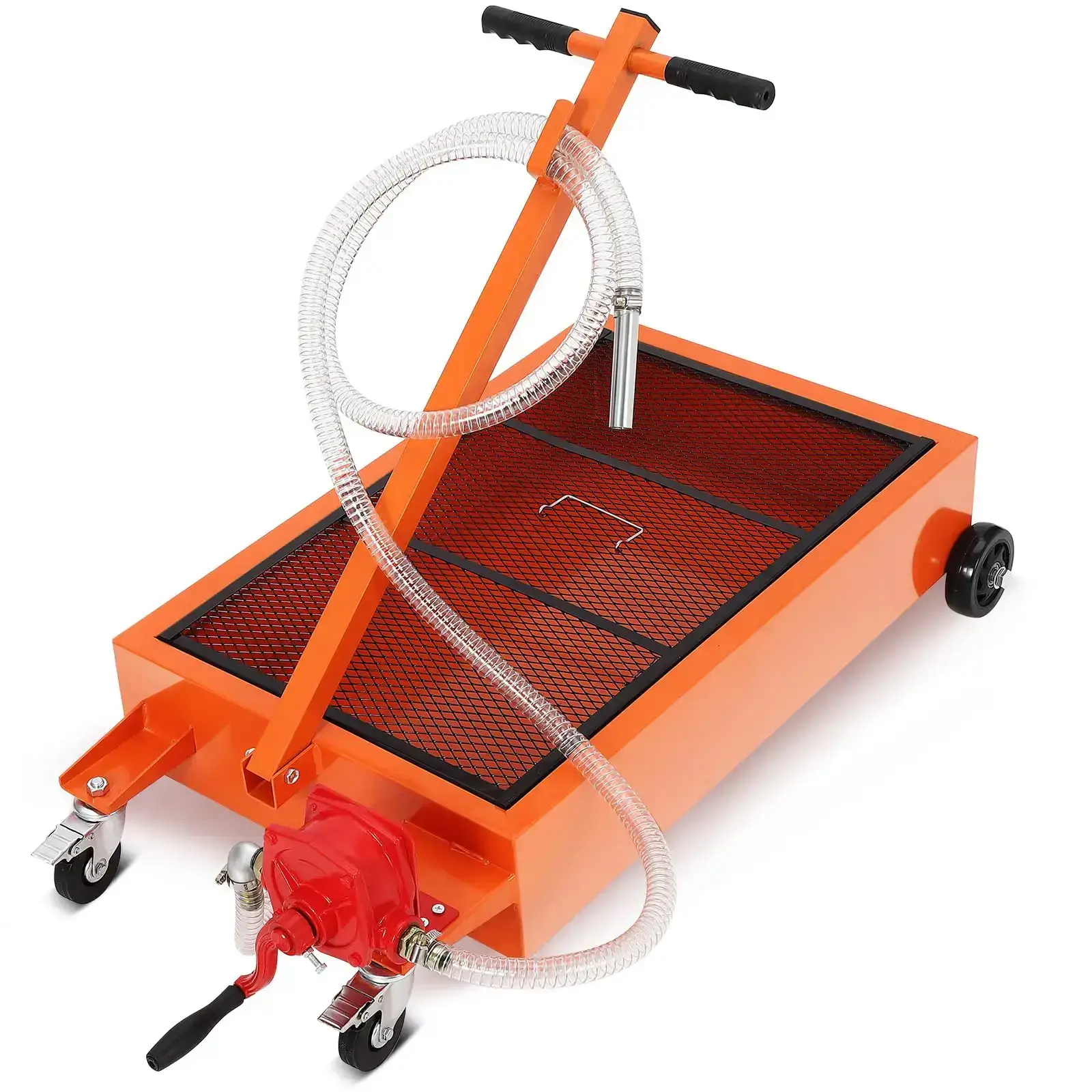 Oil Drain Pan-20/15 Gallon Low Profile  with Pump (Electric/Manual Options),Heavy Duty Portable Waste Fluid Drain Tub with 8ft Hose & Folding Handle for Trucks, SUVs, Cars