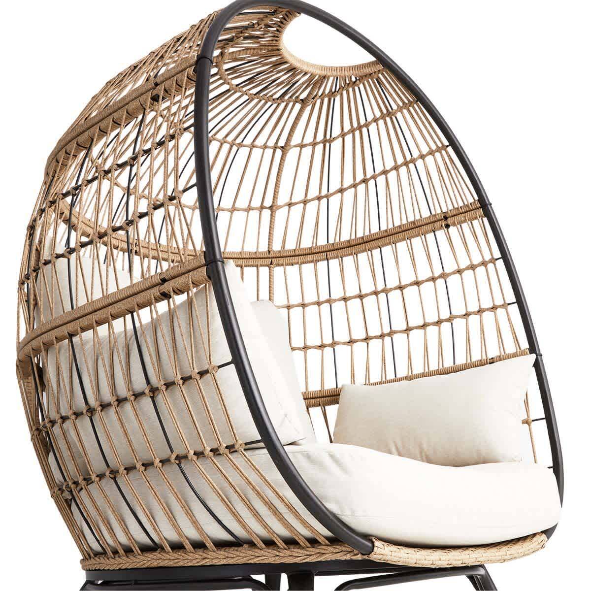 Paloma Taupe Wicker with Sand Cushions Oversized Patio Egg Chair