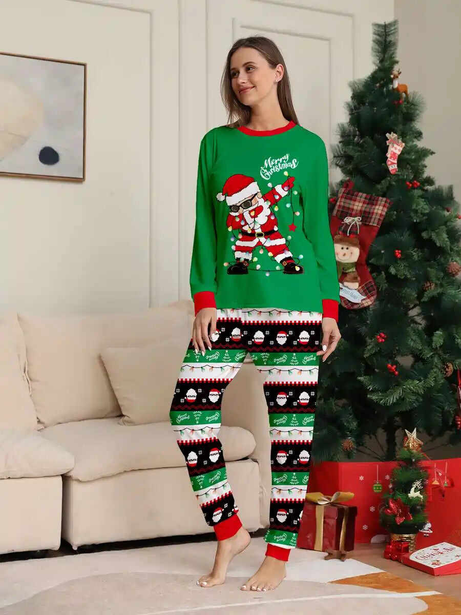 Cool Santa Claus Christmas Matching Family Pajamas Pjs Set Sleepwear #24800