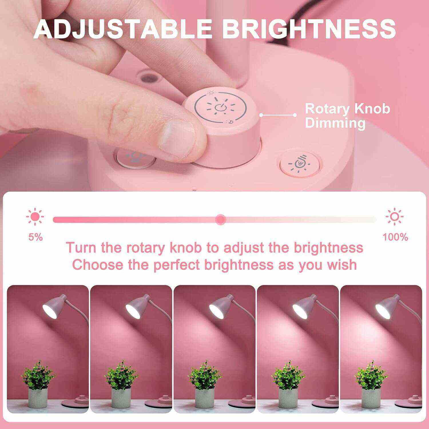 BOHON LED Desk Lamp with USB Charging Port 3 Color Modes Dimmable Reading Light Intelligent Induction Auto Dimming Task Lamp Flexible Gooseneck Table Lamp for Bedside Office, AC Adapter Include