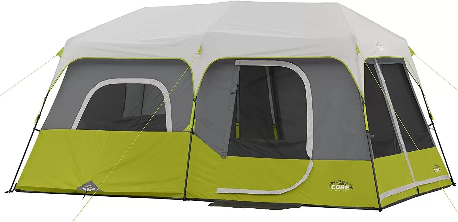 9 Person Instant Cabin Tent | Portable Multi Room Stand Up Tent for Family with Storage Pockets for Camping Accessories | Best Large Pop Up Tent for Easy 2 Minute Car Camp Setup