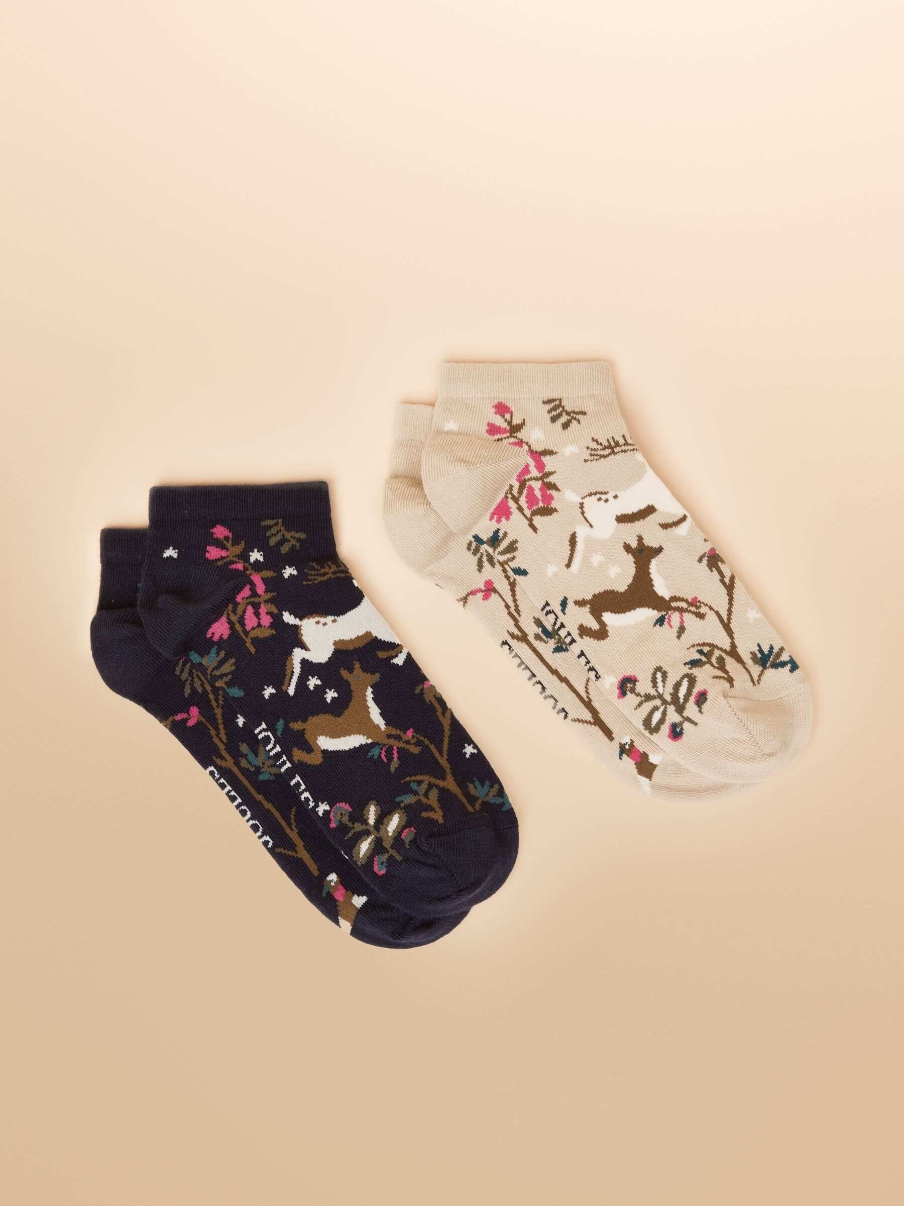 Rilla Berry & Ecru Pack Of Two Trainer Socks
