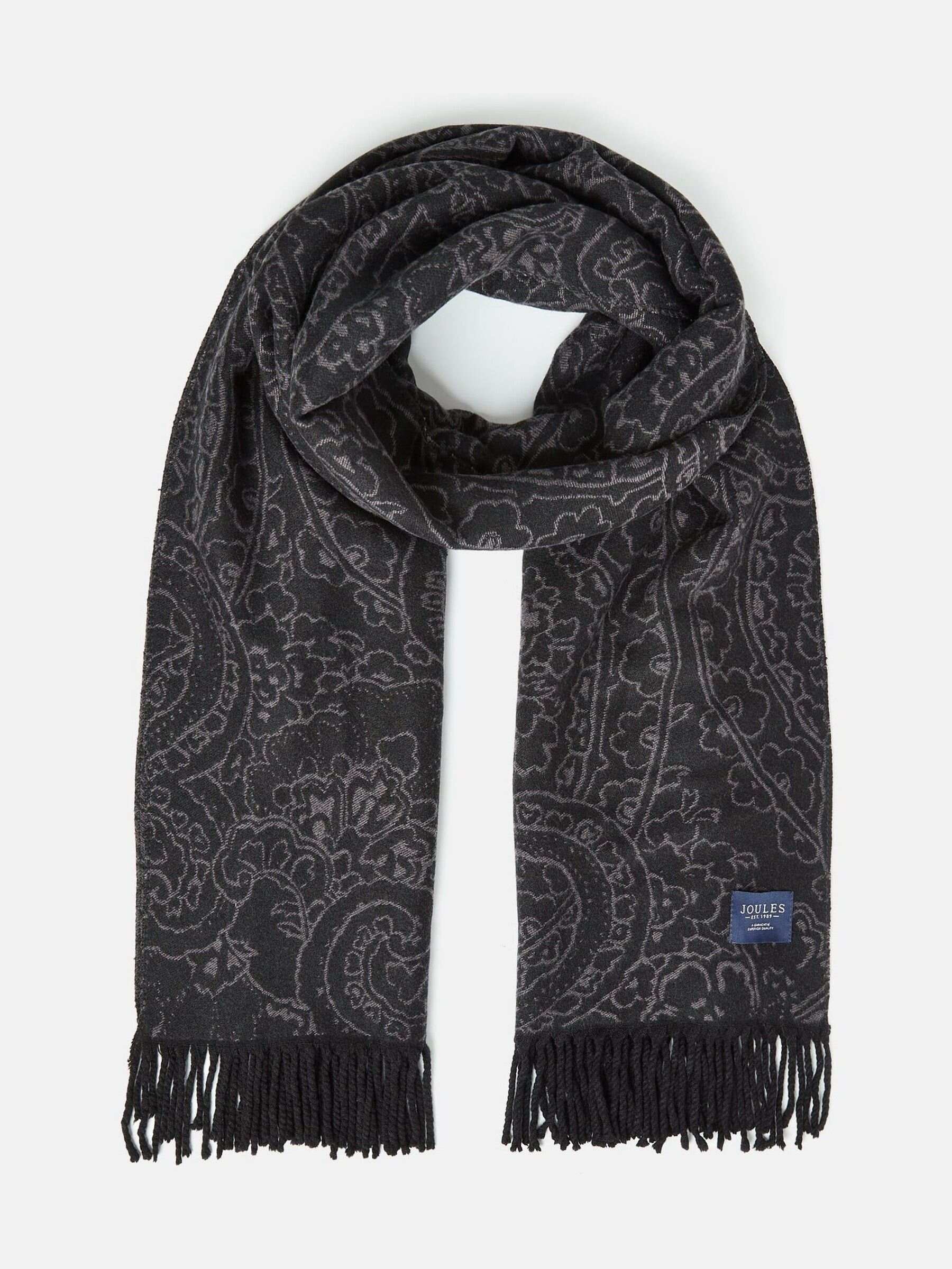 Elissa Black & Grey Double-Sided Jacquard Scarf