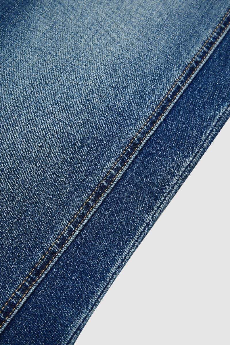 Roll Hem Wash Mid Waist Straight Leg Jeans