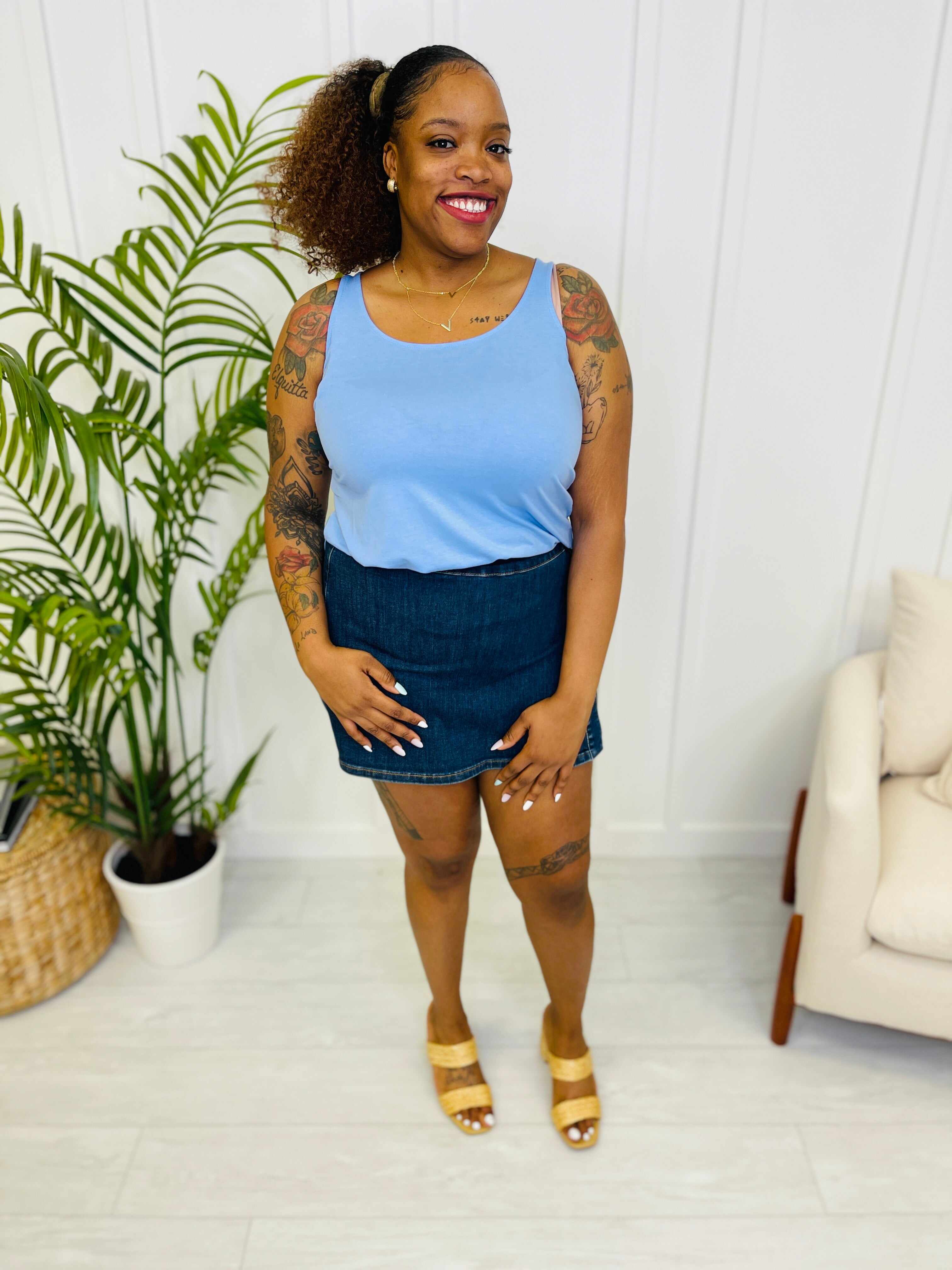 PLUS/REG Clean Slate Denim Skort