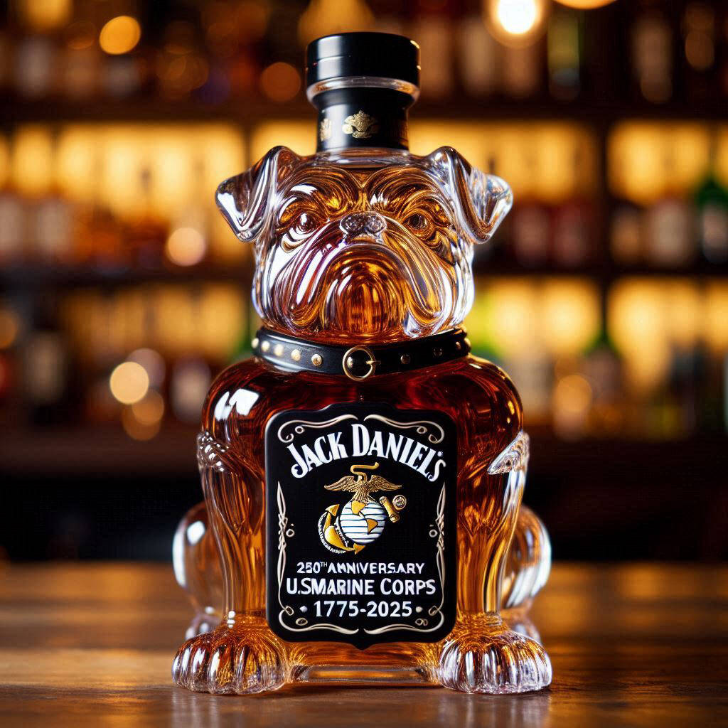 USMC 250th Anniversary Devil Dog Whiskey Bottle