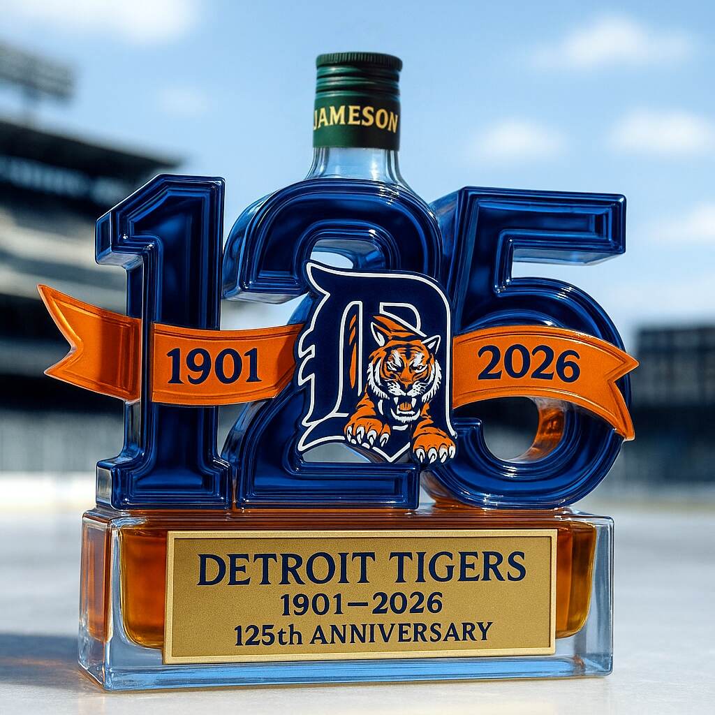 Detroit Tigers 125th Anniversary Whiskey Bottle