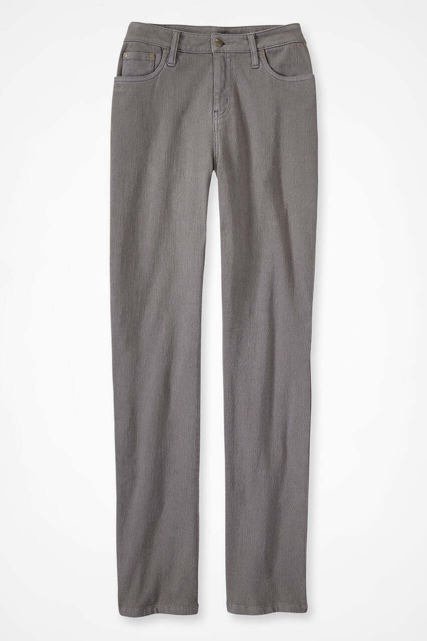 Knit Denim High Rise Straight-Leg Jeans