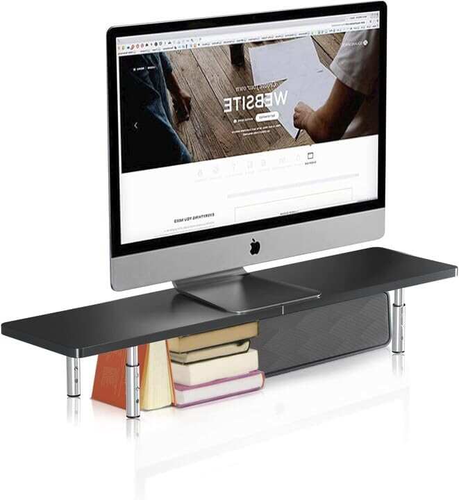 Computer Monitor Stand Riser,Monitor Riser for Laptop, Printer, Notebook and All Flat Screen TV Display with Vented Platform,3 Height Adjustable Laptop Riser,1 Pack,Black(MST003)