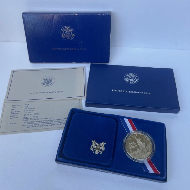🔥1986 Statue of Liberty 100th Anniversary Silver Coin (P & S) —MS60-63💰Free Shipping
